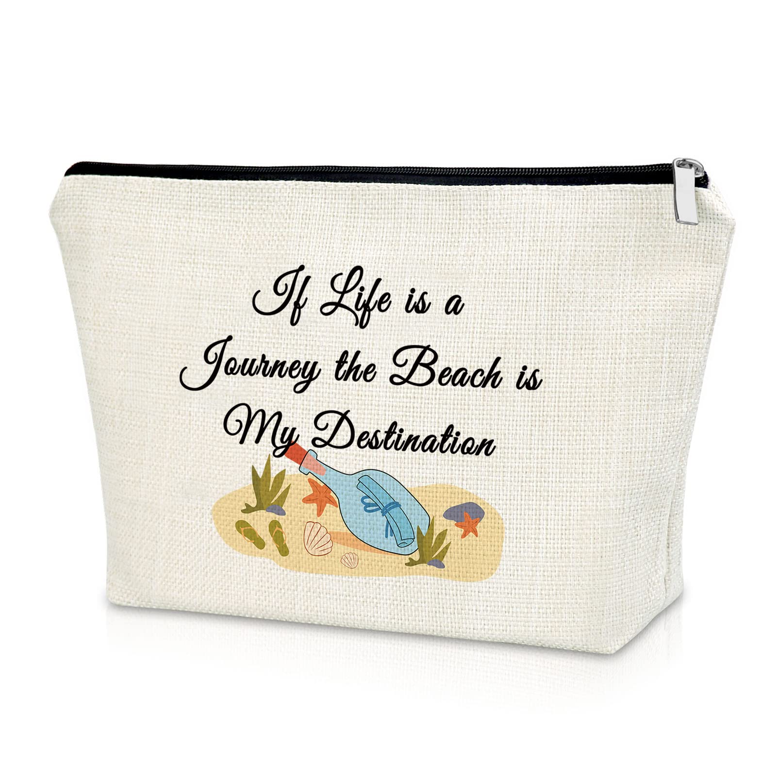 Sazuwu Beach Themed Gifts for Girls Trip Makeup Bag Cosmetic Organizers Travel Pouch Vacation Gifts for Women Friends Weekend Trip Graduation