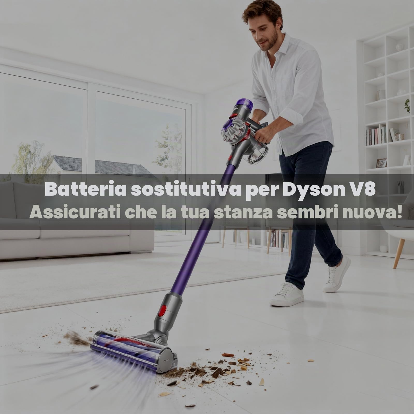 6000mAh Batteria per Dyson V8, Compatibile con Dyson V8 Animal, Absolute, Fluffy, Parquet, SV10, Slim aspirapolvere- con 2 filto e 1 Cacciavite