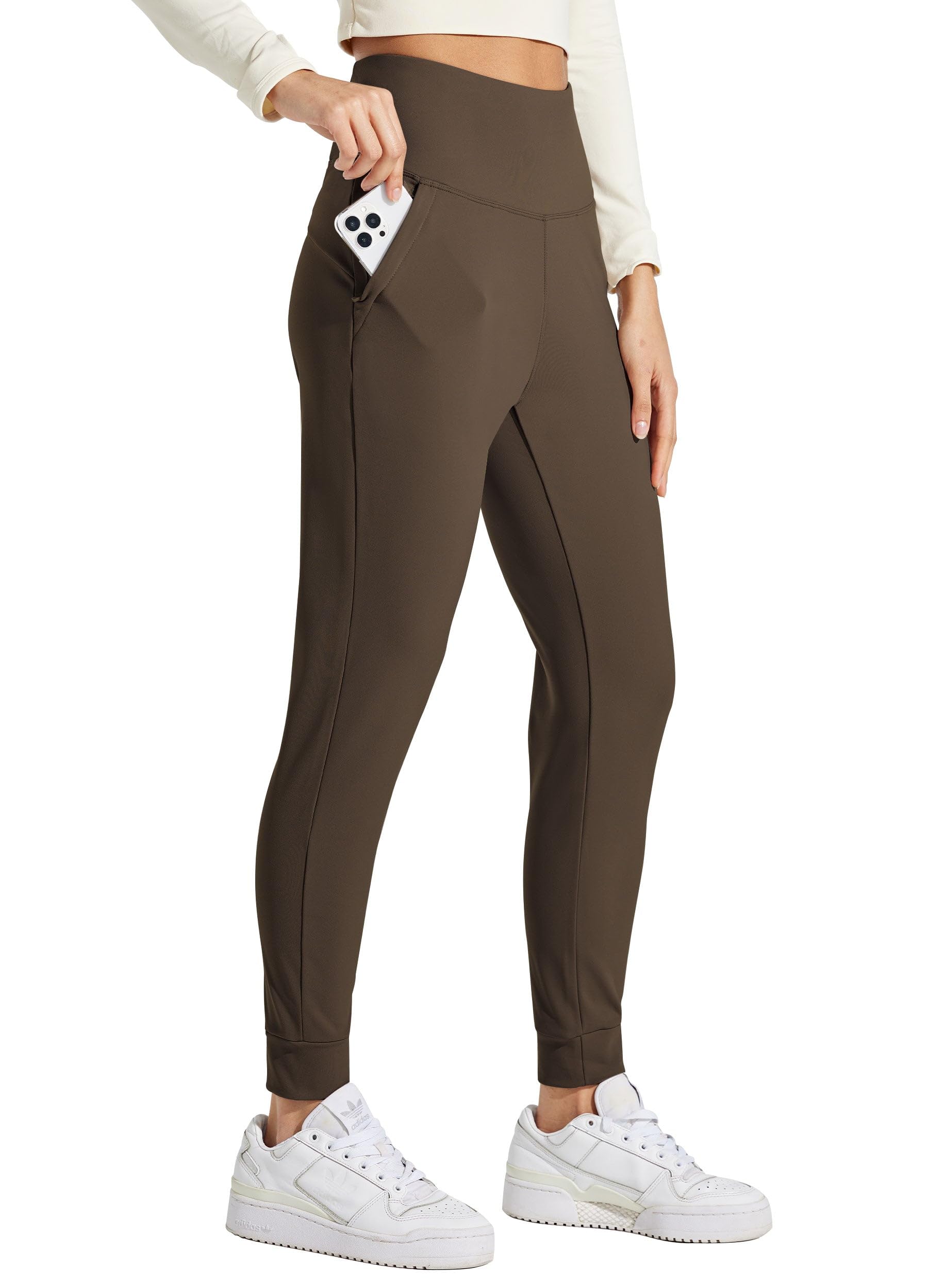 Willit Women's Fleece Lined Jogger Pants Zipper Pockets Water Resistant Winter Hiking Sweatpants Thermal Running High Waisted