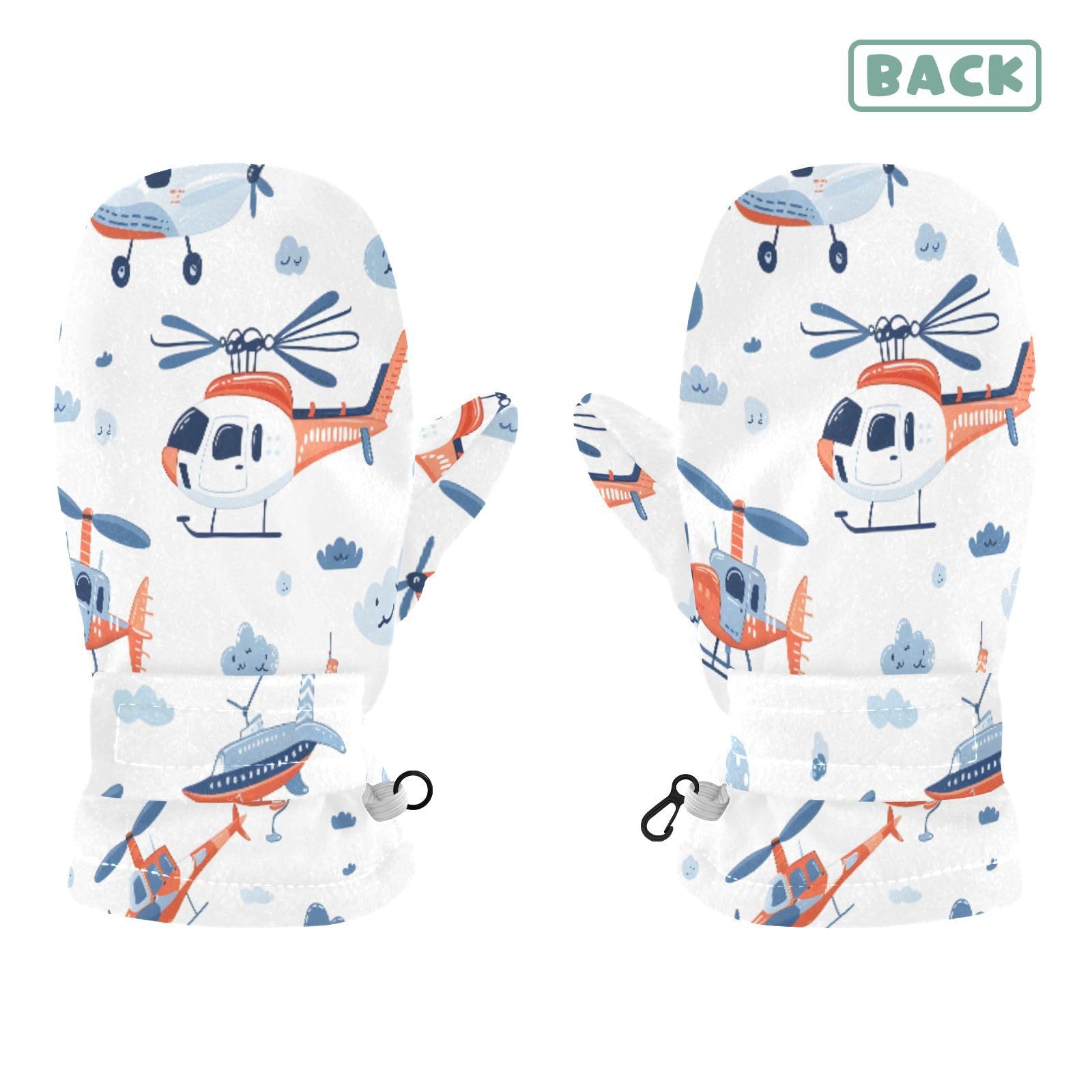 Kid's Winter Gloves Children Warm Gloves Airplane Cloud for Boys Girl Age 4-6 Years