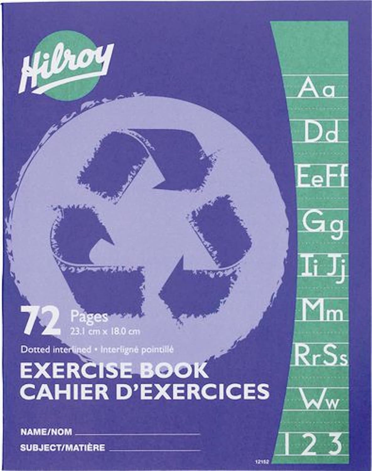 Hilroy Recycled Stitched Exercise Book, 72 Pages, Dotted Interline with Margin, Purple, Pack of Hilroy Recycled Stitched Exercise Book, 72 Pages, Dotted Interline with Margin, Purple, Pack of