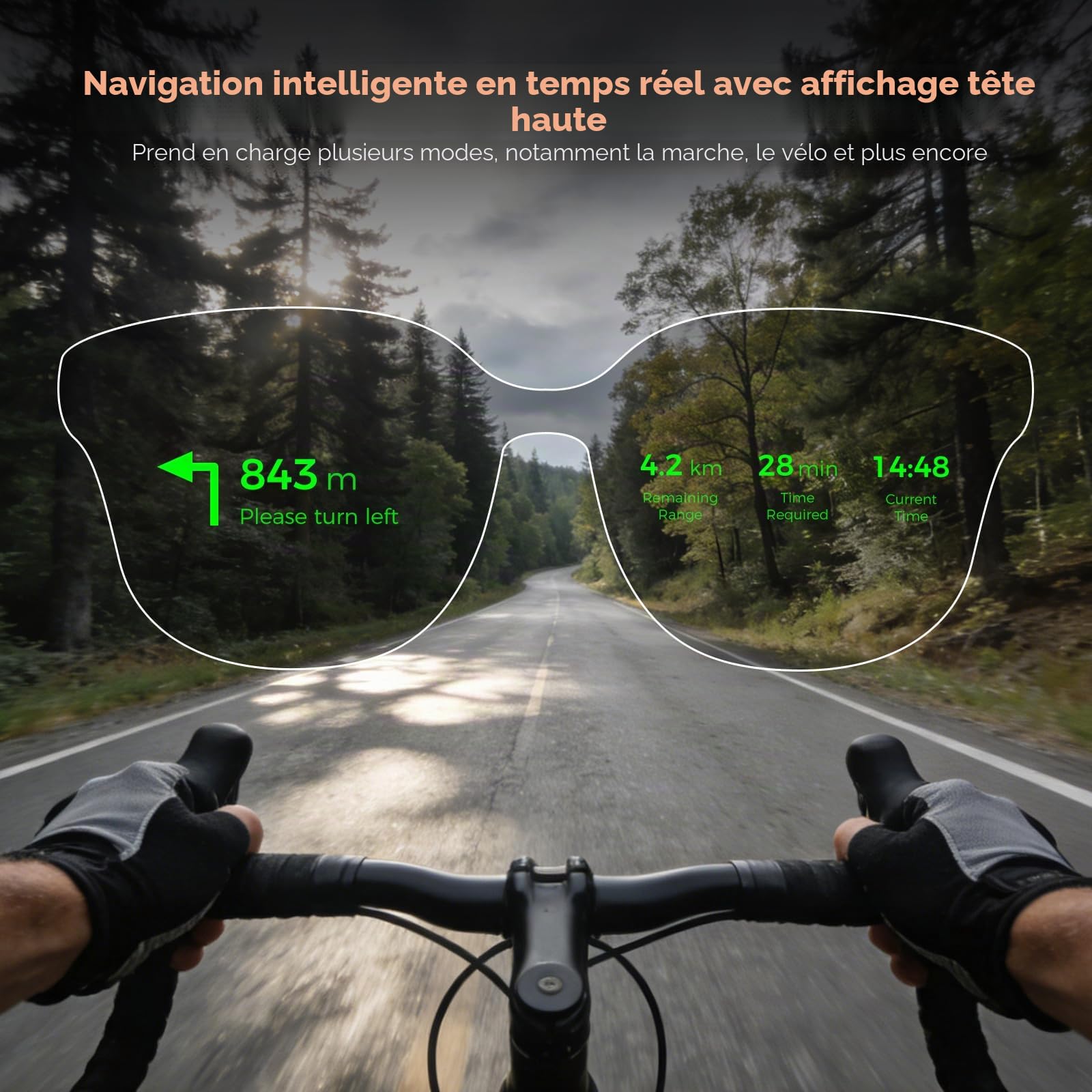 Lunettes Intelligentes AR avec Traduction Vocale en Temps Réel,Téléprompteur À Affichage IA,Plus De 40 Langues en Ligne Et 8 Hors Ligne,Double Batterie 440 MAh,pour Réunions d'affaires Et Voyages