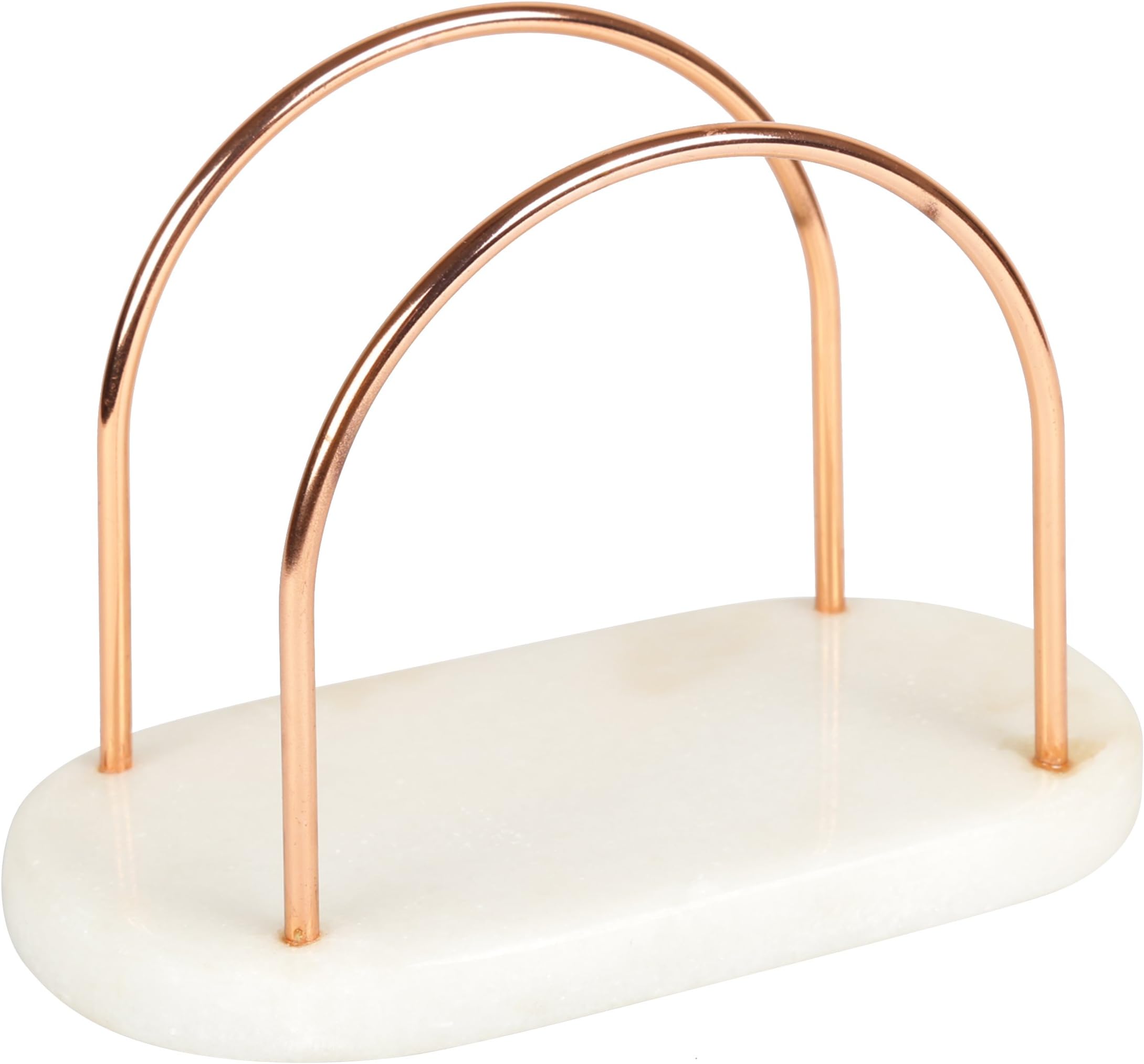 Creative HomeNatural Marble and Wire Tabletop Napkin Holder Stand Tissue Paper Dispenser with Copper Finish, 4" x 7-1/2" x 5-1/8" H, Off-White (patterns may vary)