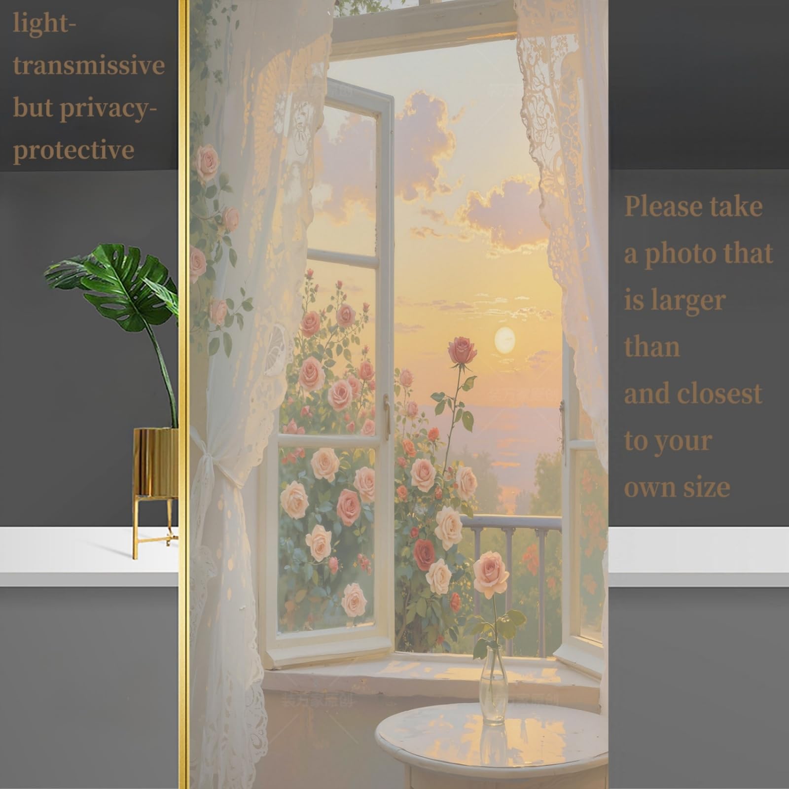 Vinilo Adhesivo Cristal Decorativo Luz del Atardecer Vinilos para Cristales Privacidad Estatico Anti UV Reutilizable para Oficina Dormitorio Sala de Estar Vinilo para Ventanas