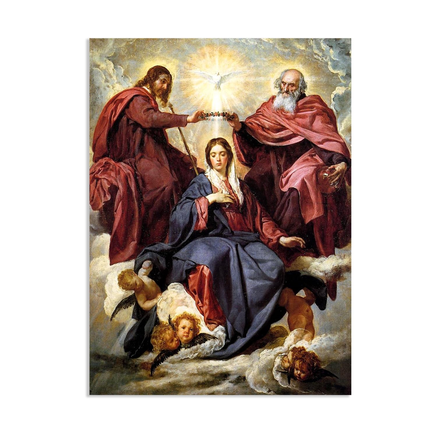 MYCGGDGH Diego Velazquez Canvas Wall Art Famous Oil Painting Reproduction Coronation of the Virgin Classic Portrait Print Wall Decor for living room Bedroom 50x40cm(20x16in) Frameless