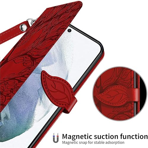 Miniatura 5 de MEUPZZK - Funda para Samsung Galaxy S22, funda tipo cartera para Samsung S22, piel sintética de alta calidad, con soporte para tarjetas, ranuras