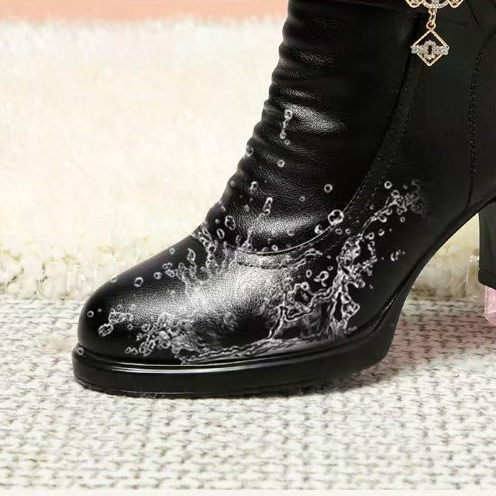 Cocila suede front boots side zipper chunky heel short botas mujer altas marrones