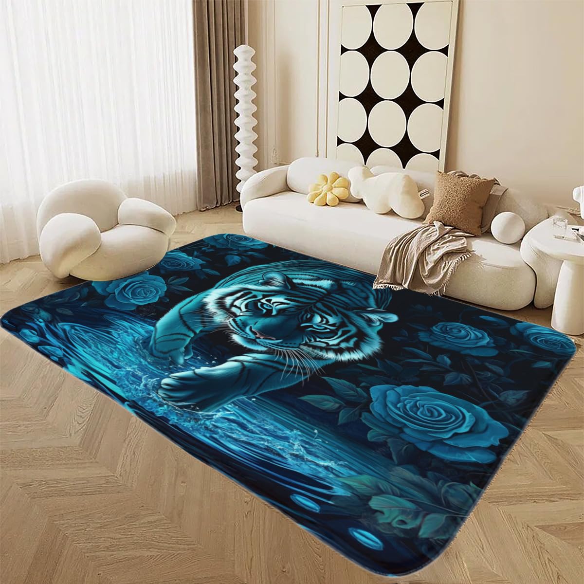 Alfombra de dibujos animados moderna y decorativa Tigerss antideslizante