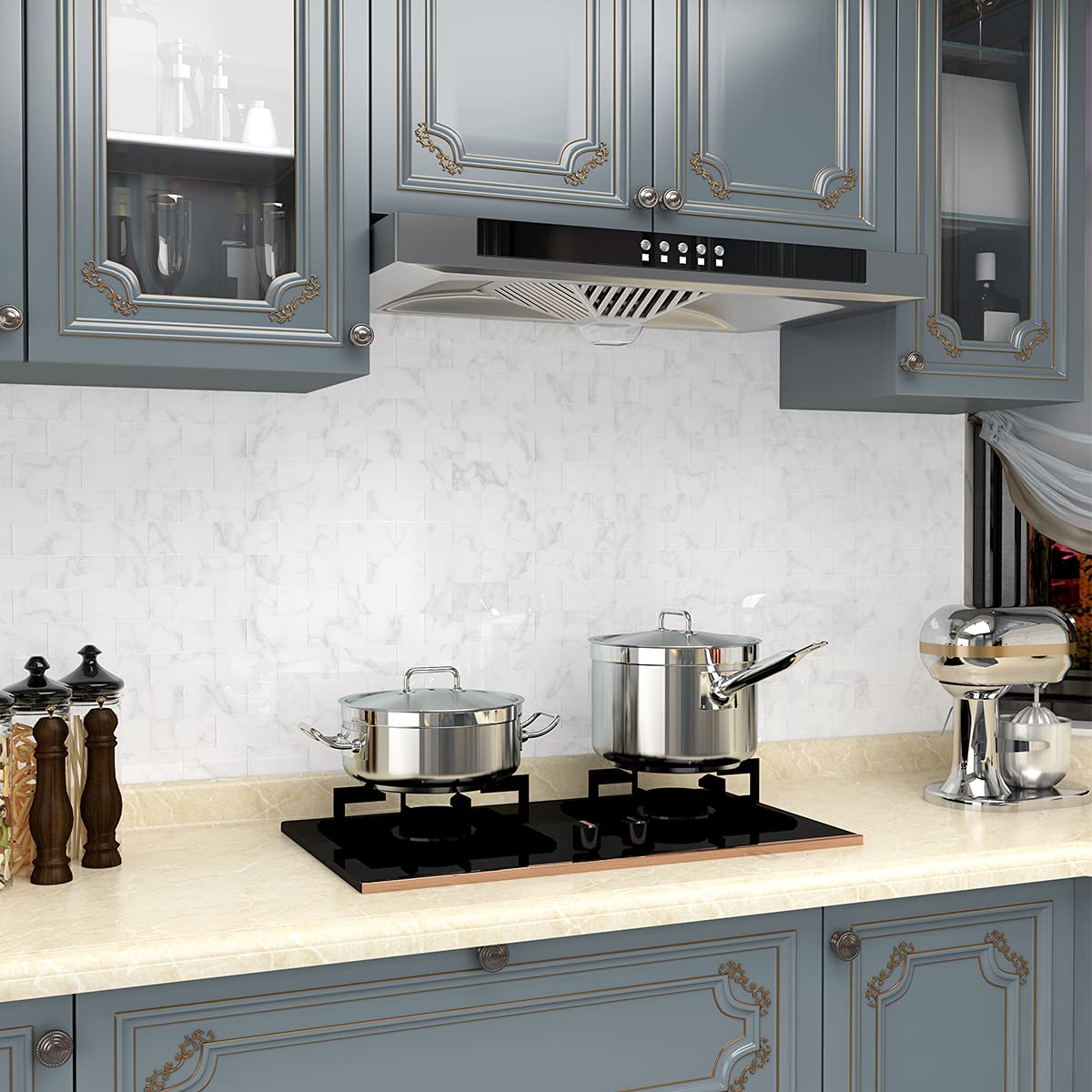 Buy BeNice Self Adhesive Wall Tiles Covers Faux Marble Tiles Kitchen