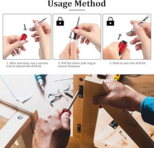 Miniatura 5 de 18 piezas de mosquetón para puntas de destornillador de 14 de pulgada, soporte de puntas de destornillador de aleación de aluminio, soporte de broca