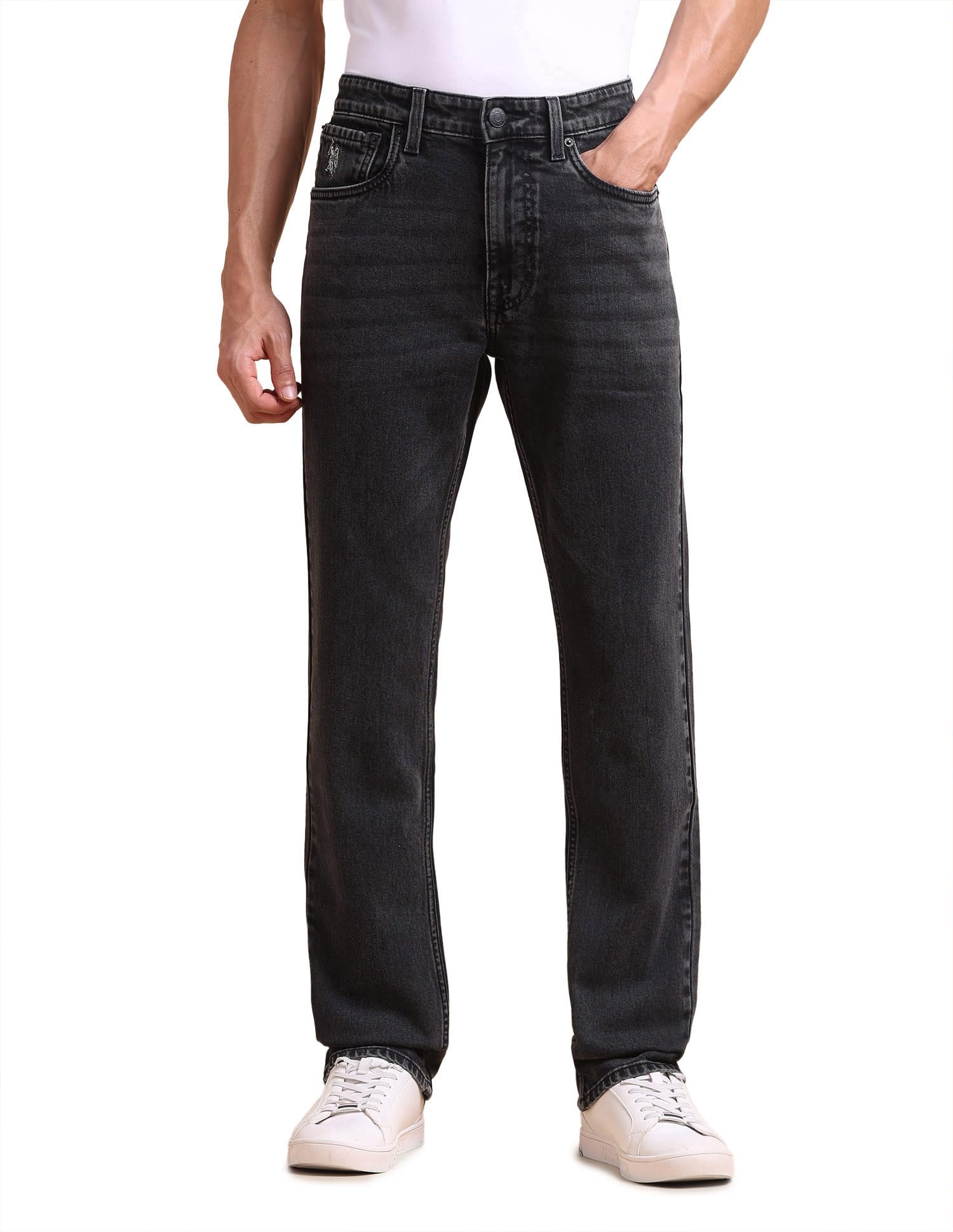 Denim Co. Men's Harold Slim Straight Fit Grey Jeans