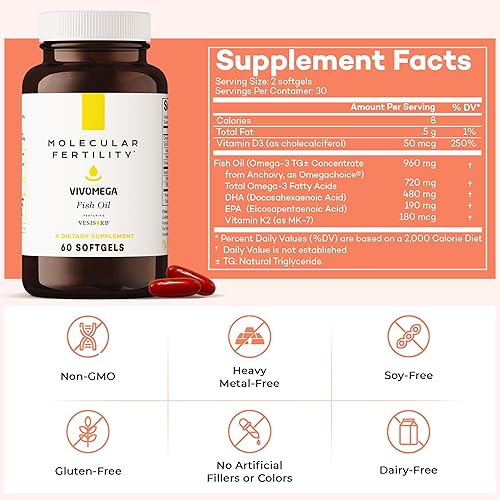 Miniatura 4 de Aceite de pescado VivoMega  DHA EPA  Tecnología de absorción avanzada  60 cápsulas blandas  Suministro para 30 días
