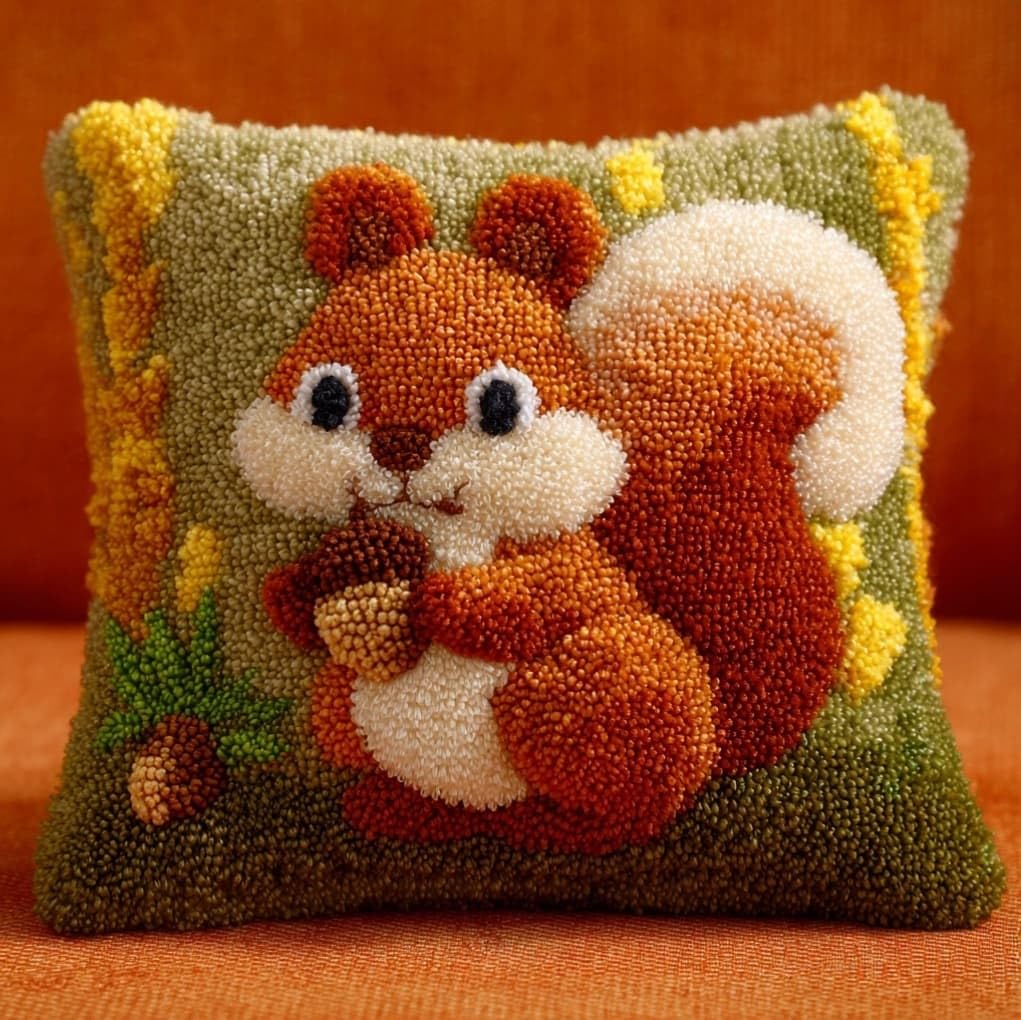 AxiangziK Latch Hook Cushion Kits for Adults,Animal Squirrel