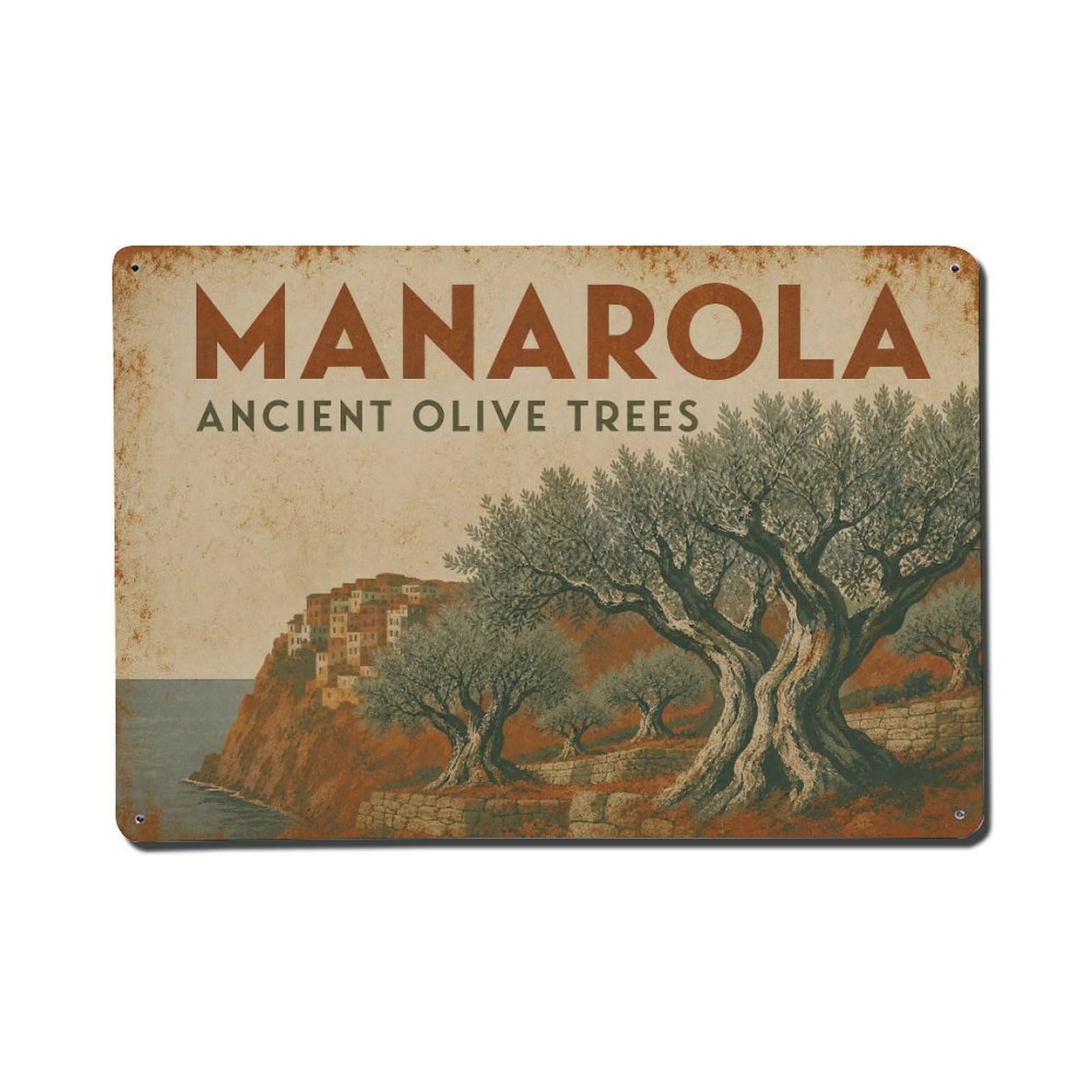 Metal Tin Sign Vintage Travel Manarola Italy