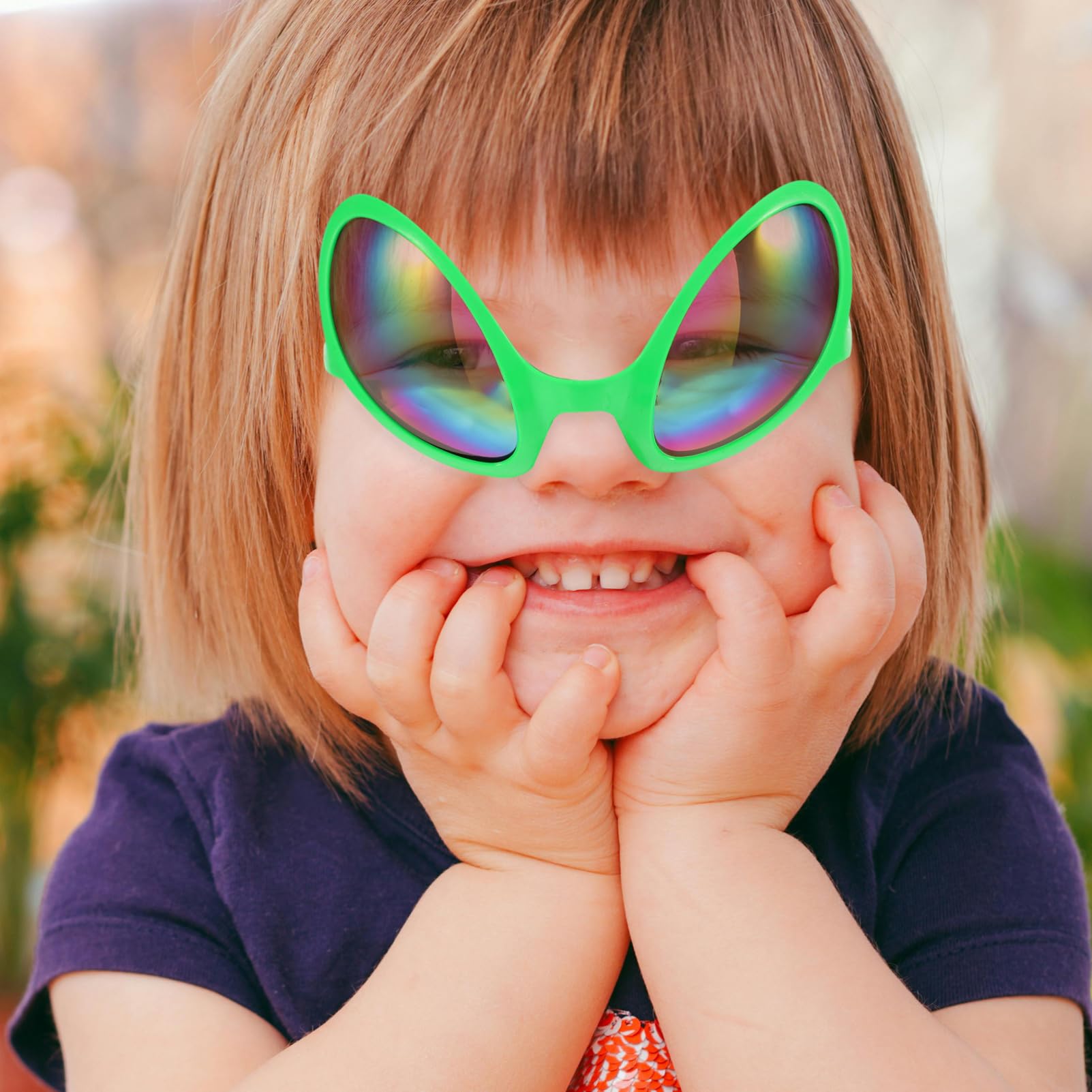 FAVOMOTO Unique Alien Sunglasses Fluorescent Green Party Photo Booth Props Fashion Eyewear