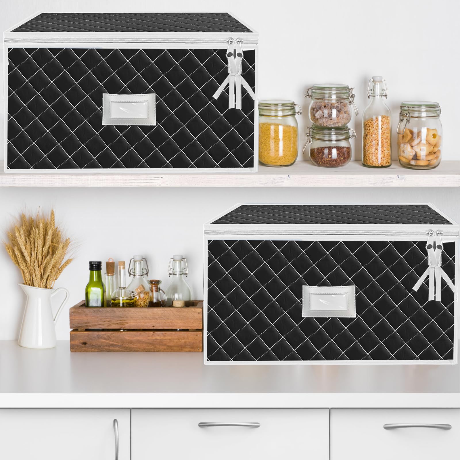 VERONLY Wine Glass Storage Box with Lid, Stemware Storage Cases with 12 Dividers for Crystal Glassware Moving Kitchen - Image 2