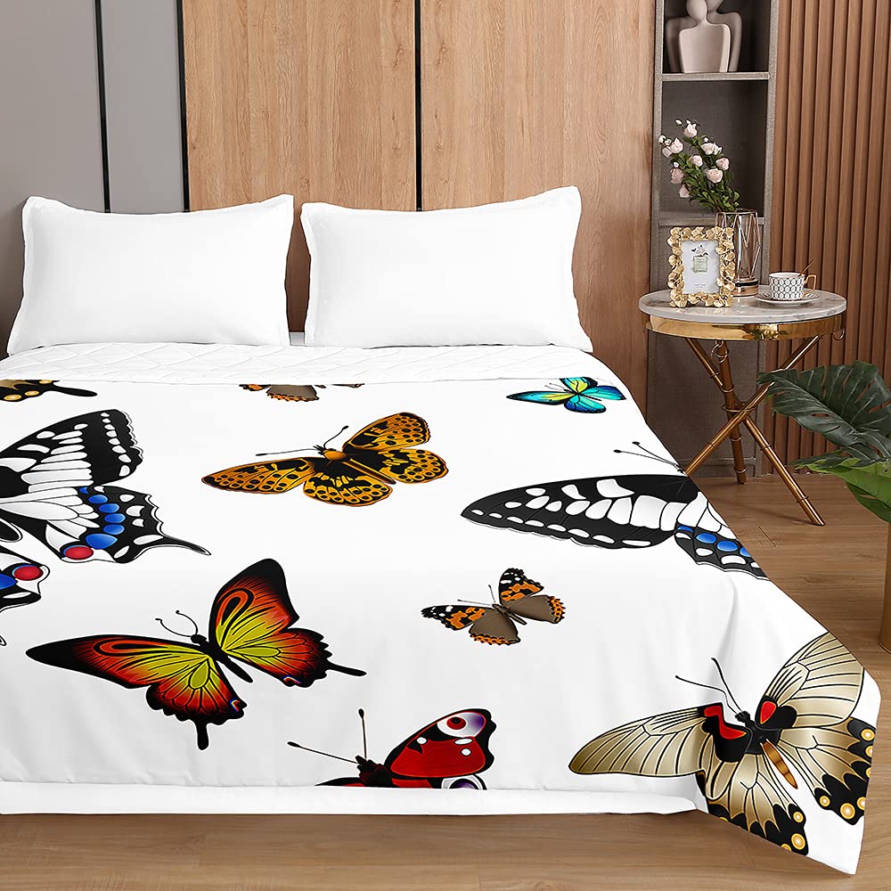Couvre-lit Matelassé 3D Papillon - Taille 150x200cm, Microfibre, Coton | Dessus De Lit Décoratif Toute Saison, Jeté Canapé