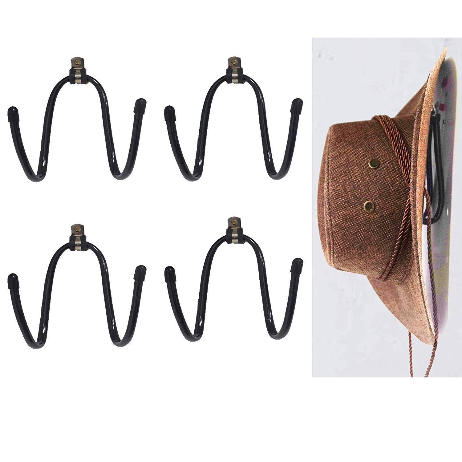 Pmsanzay Pack 4, Universal - Metal Rack - Cowboy Hat Rack/Cowboy Hat Holder/Coyboy Hat Organizer/Cowboy Hat Storage Display/Cowboy Hat Dryer Stand/Wall Mount - Suitable for All Kinds of hat Helmets