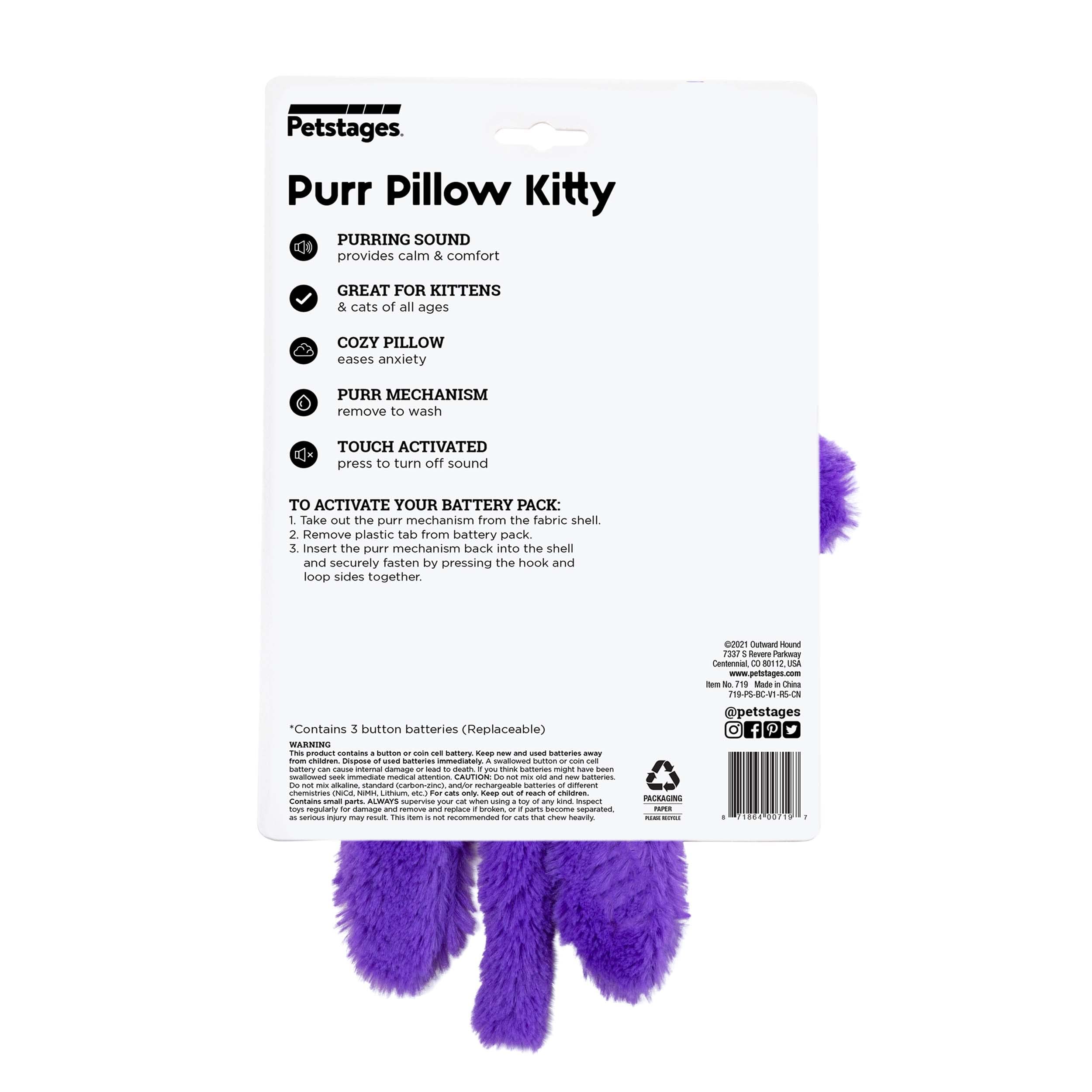 touch activated plush purring cat