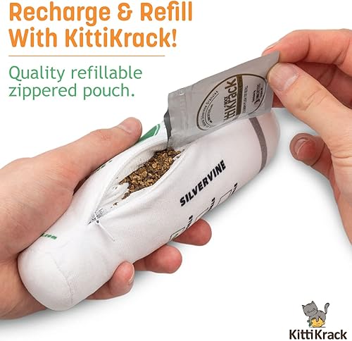 Miniatura 5 de TWINCRITTERS KittiBuzz - Paquete de 2 juguetes sustitutivos de hierba gatera orgánica Silvervine para gatos y gatitos  100% natural cosechada en la