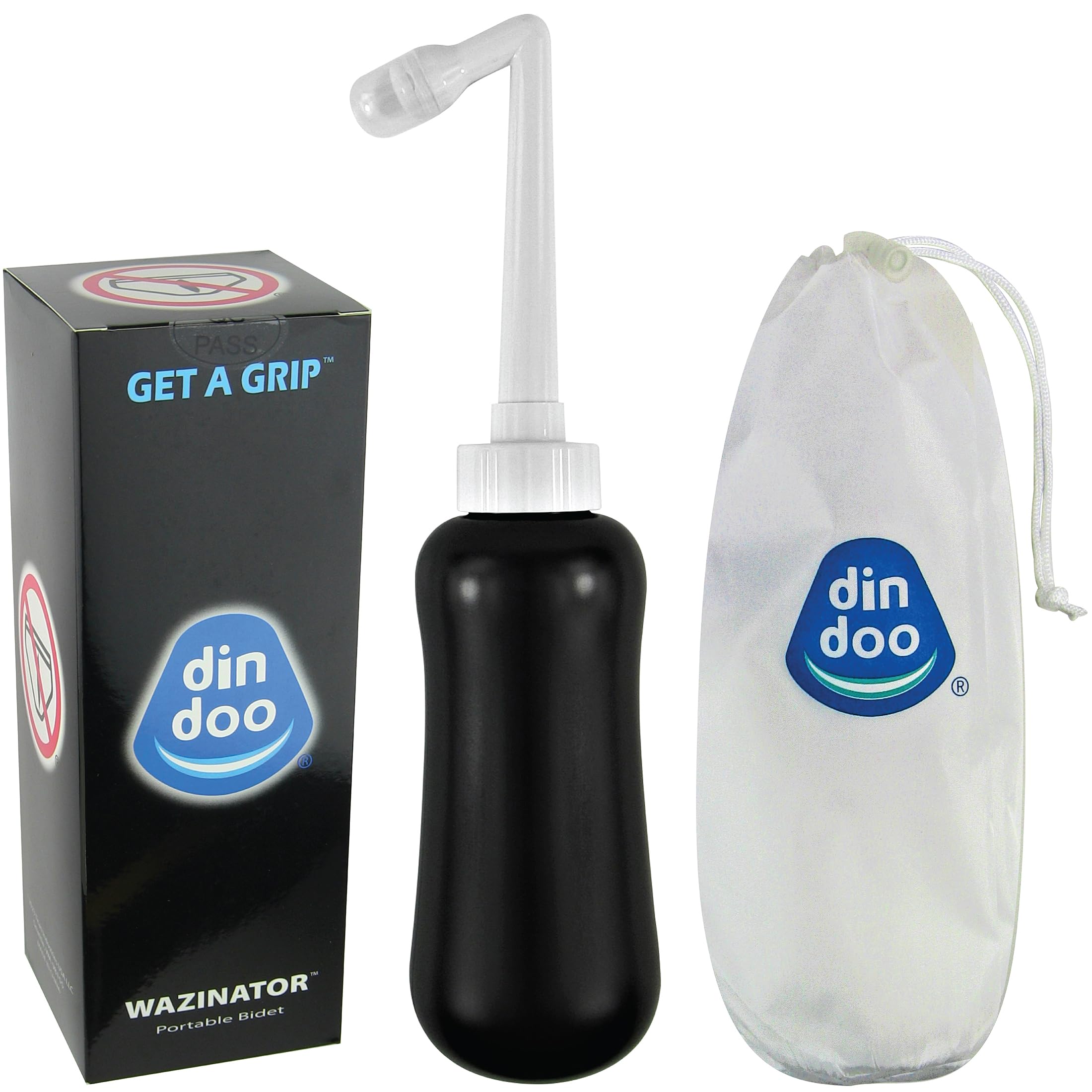Din Doo Wazinator Portable Handheld Bidet, Black - 450ml