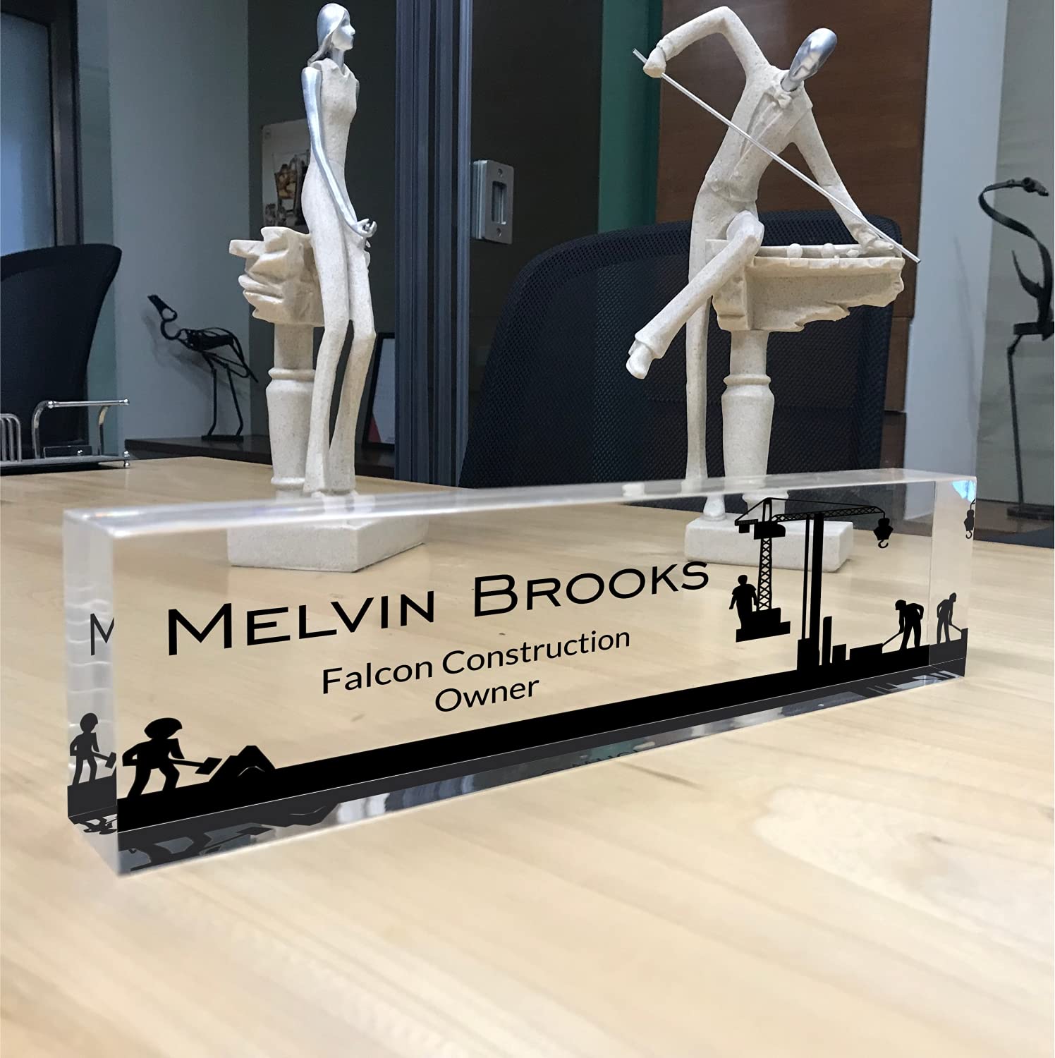 Nameplates For Construction Companies, Acrylic Name Plates For Builders, Desk Accessories For Construction Companies, CrystalClear Acrylic Name Plates In Size 8 X 2.50 X 1.25 Inches-image-35