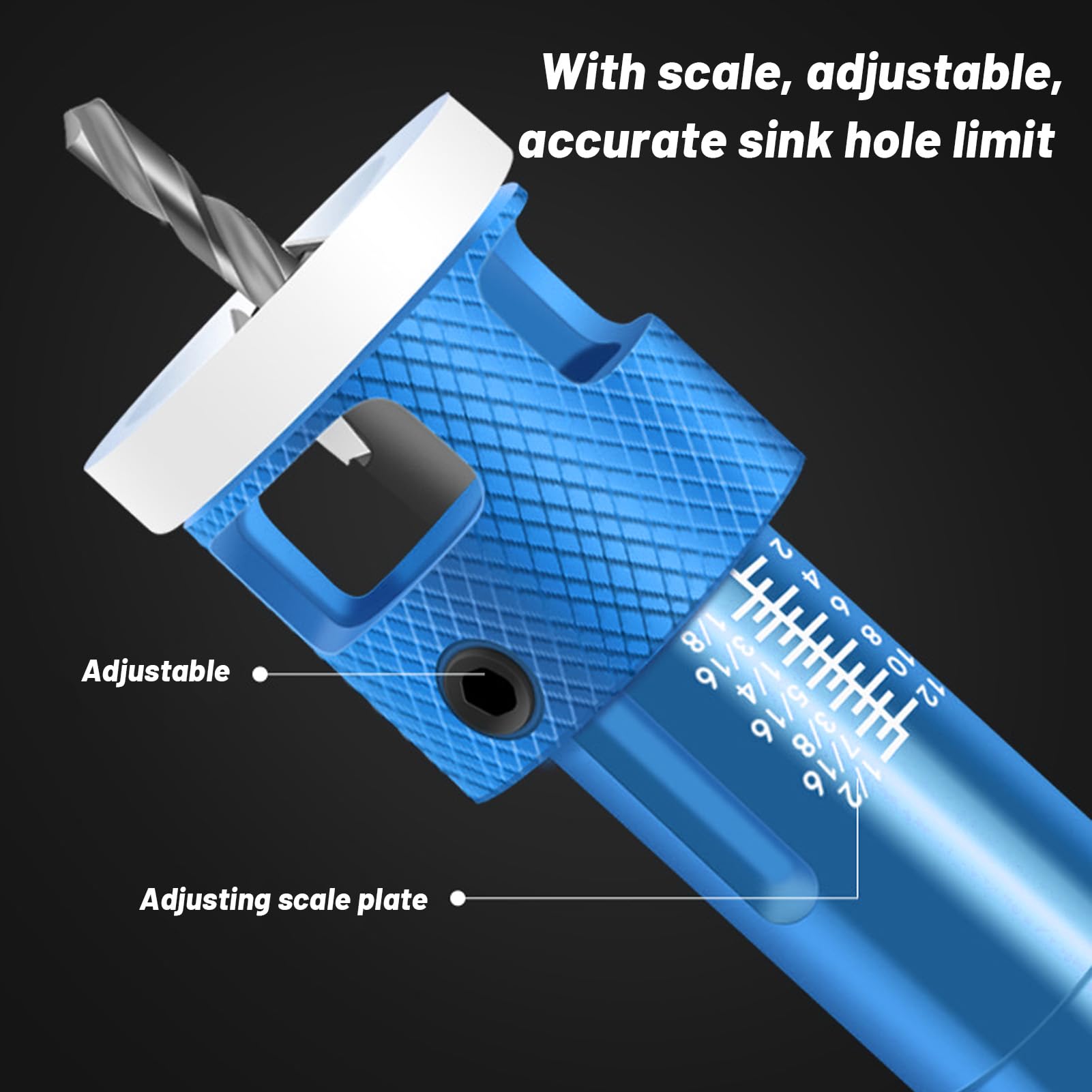 Juego de brocas avellanadoras para madera, juego de brocas avellanadoras con tope de profundidad ajustable, conjunto de brocas piloto con punta de carburo de 82 grados y vástago