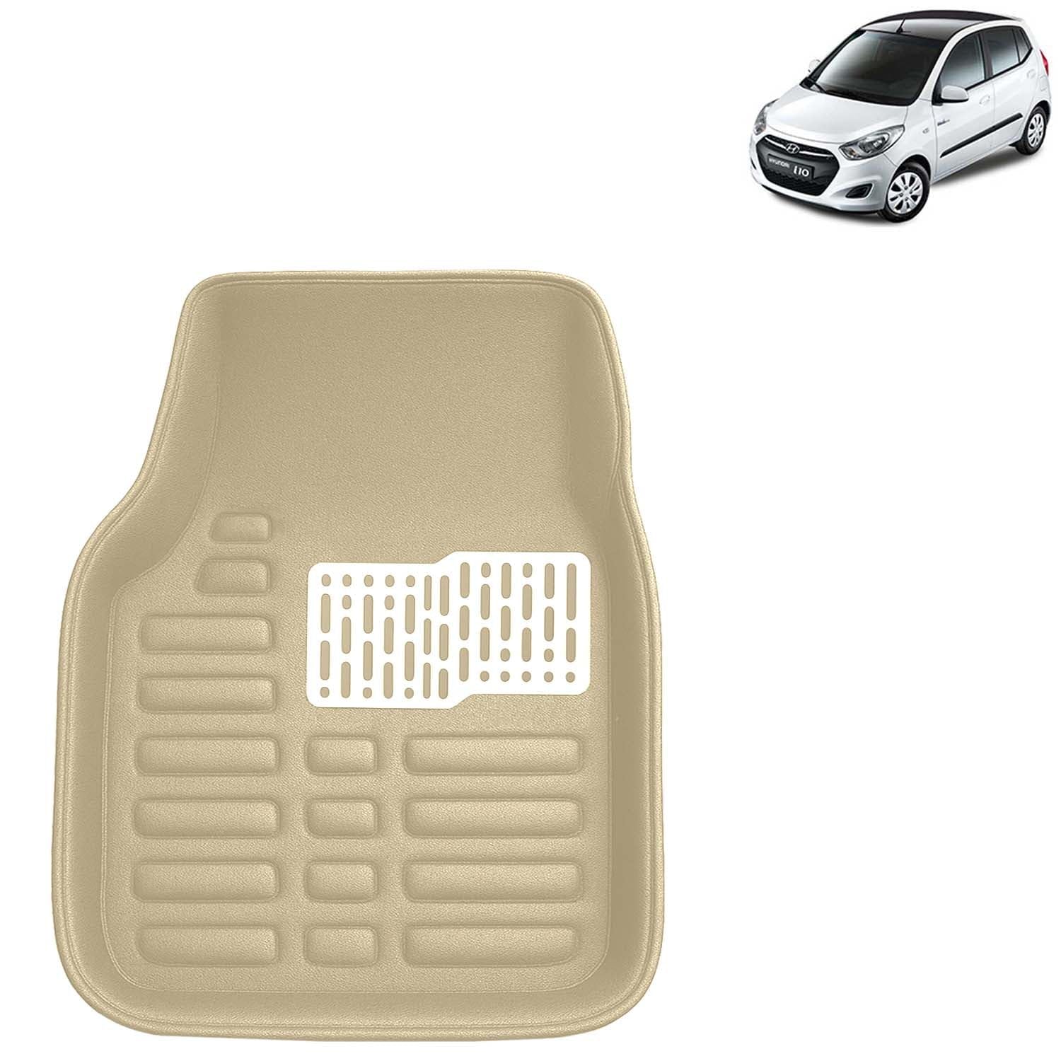 Kingsway Accessories Premium 4D Car Floor Mats Only Compatible with Hyundai I10 Year 2010 to 2013 All Model, Set of 3 Pcs, 100% Waterproof Tray Shape PVC 4D Car Foot Mats, Beige