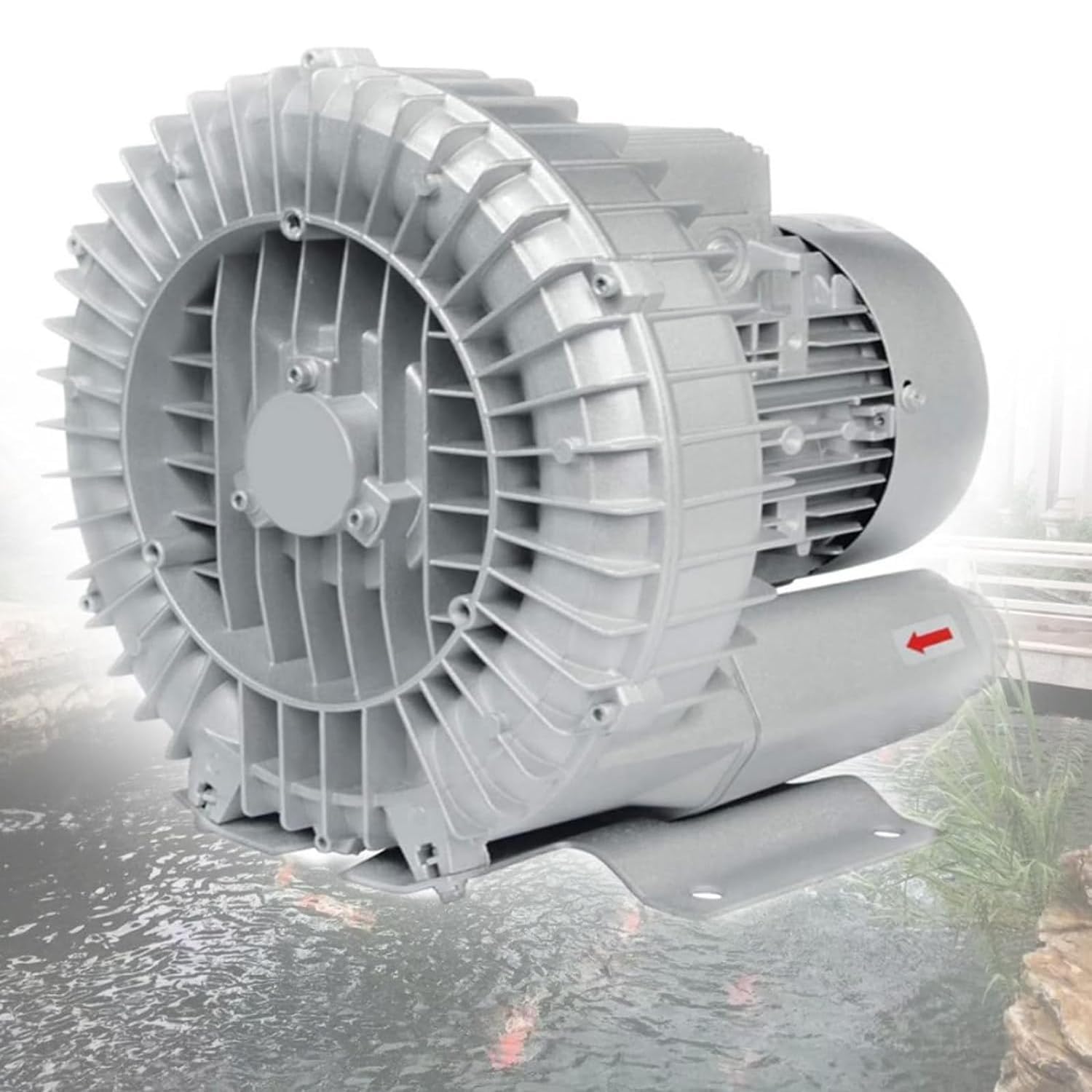 Generico Wysokociśnieniowa dmuchawa przemysłowa regeneracyjna 220 V, 50 Hz, dmuchawa wirowa 1500 W do akwakultury, roztworów z przedmuchem i zasysaniem powietrza bocznego