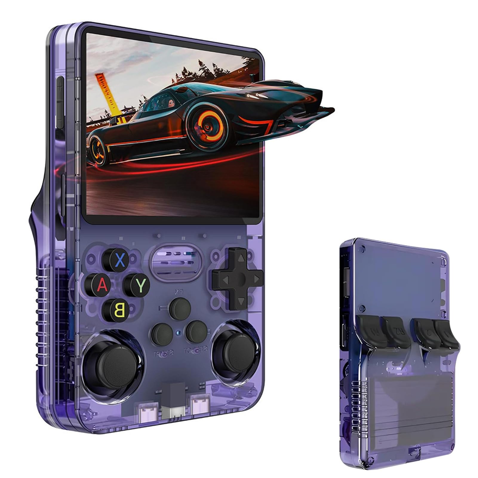 Console Rétro Portable R36S – Écran IPS 3,5 Pouces, 64 Go Avec 10 000 Jeux – Système Linux Open Source – Version 2025 (Violet)