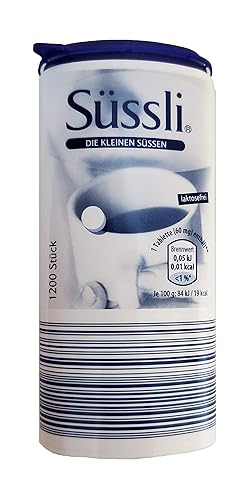 Miniatura 6 de süssli Suessli - Tabletas edulcorantes alemanas 1200 unidades en dispensador, receta sin lactosa, importado de Alemania