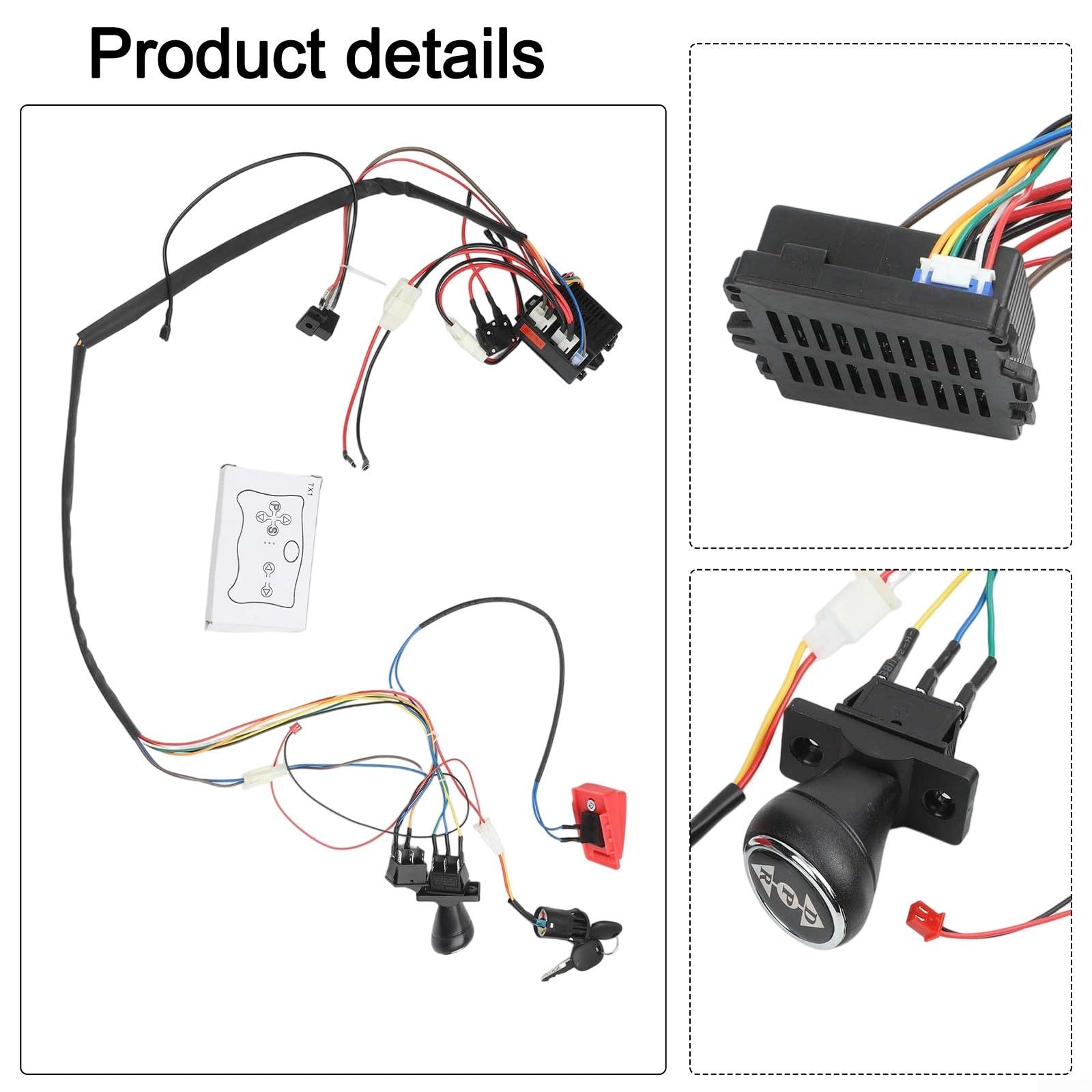 Weelye Elektroauto-Kabel- und Schalter-Empfänger-Set mit 2 4G-Fernbedienungen von Weelye unterstützt verschiedene elektronische Getriebe- und Schwenkmotoroptionen (RX23 12 V A)