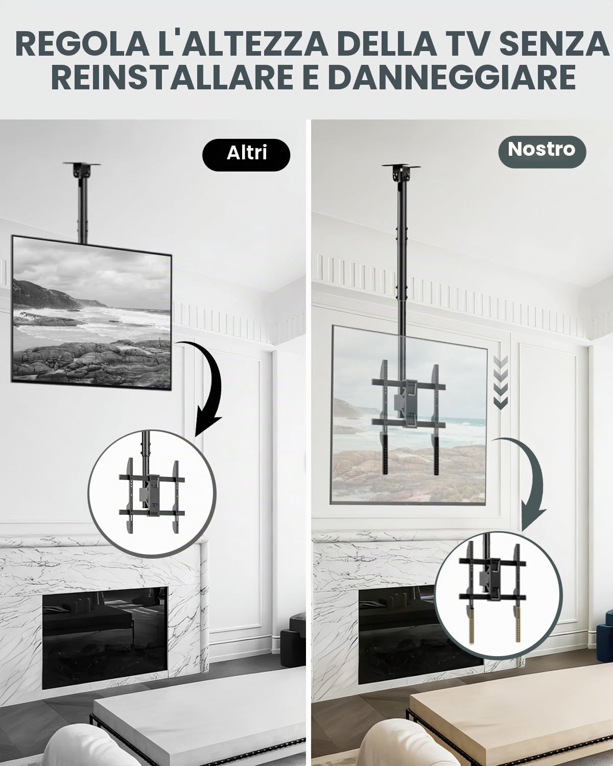 Piastre di prolunga adattatore VESA – Kit di estensione per supporto TV da parete e da soffitto, compatibile con televisori con fori VESA profondi, 1 paio, Nero