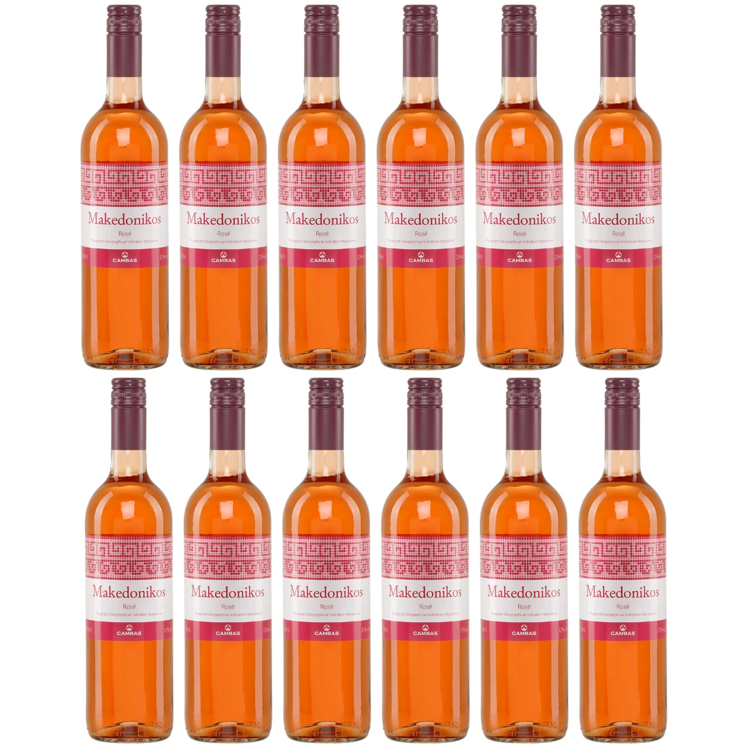 Makedonikos Cambas rosé halbtrocken 12x 0,75l | Halbtrockener Roséwein aus Griechenland | 12% Vol. | +20ml Jassas Olivenöl