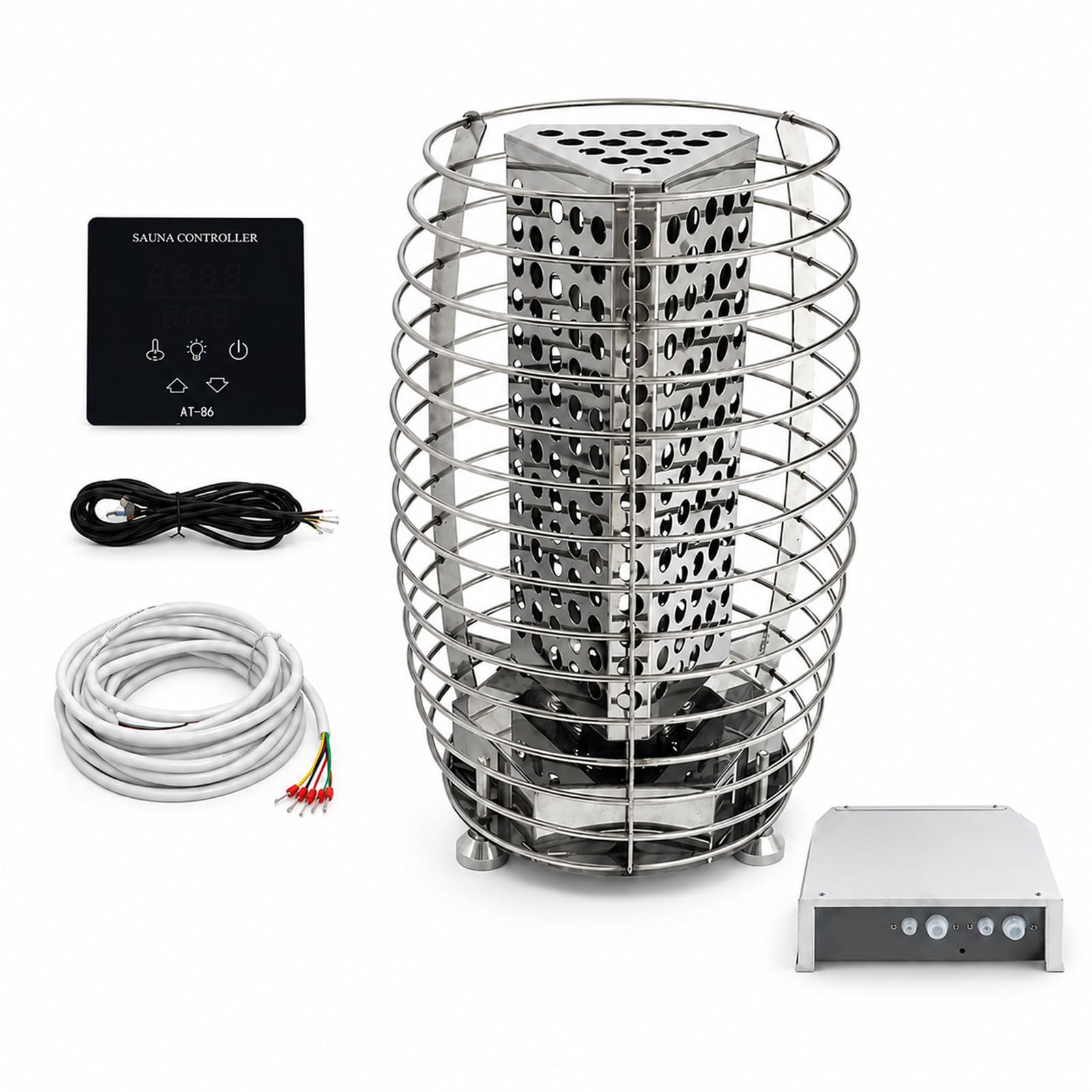 Stufa Sauna da Pavimento, Cestello Pietre Aperto in Inox, 3kW 15kW