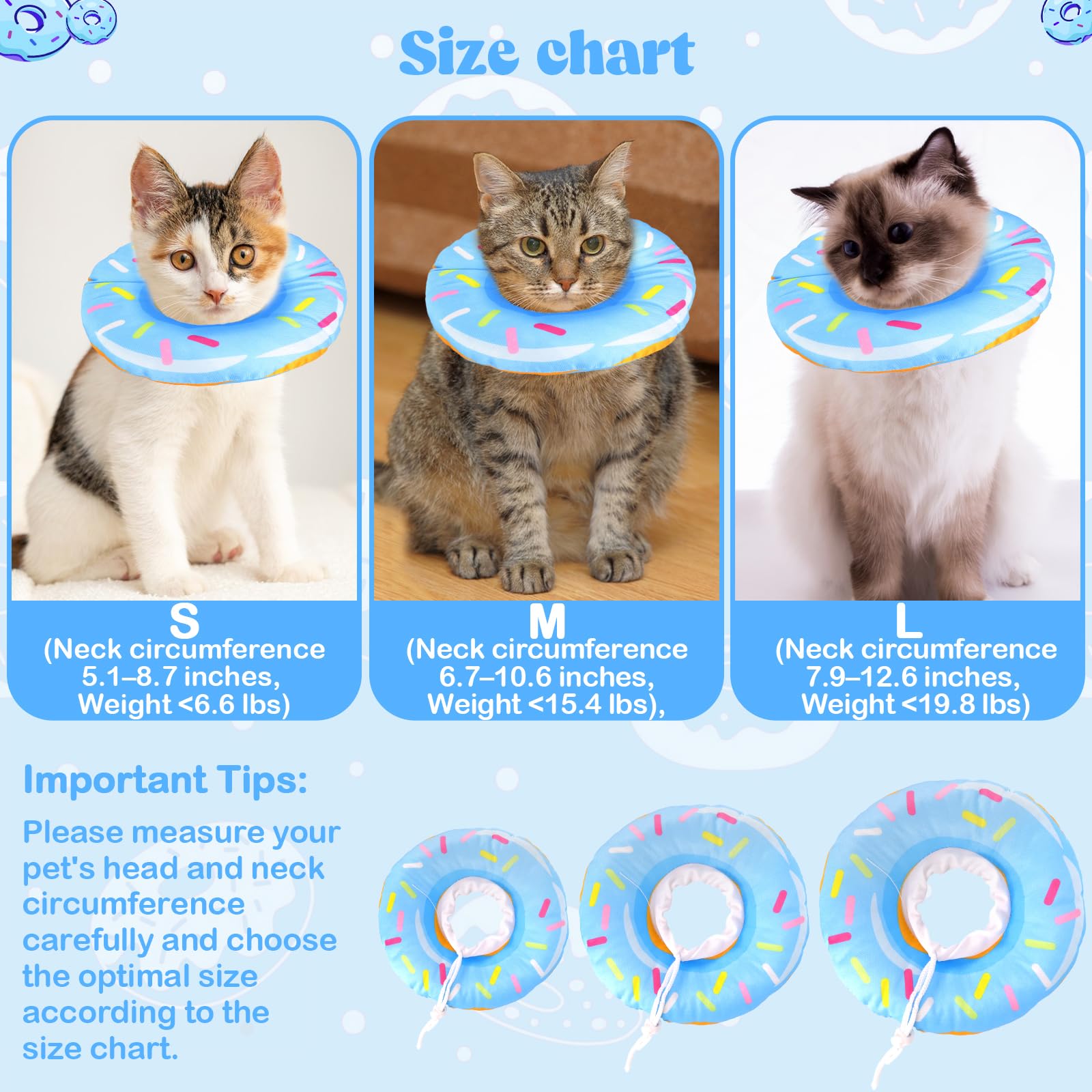 Cat Cone Collar Soft,Cute Adjustable Cat Recovery Collar, Stop licking - Image 3