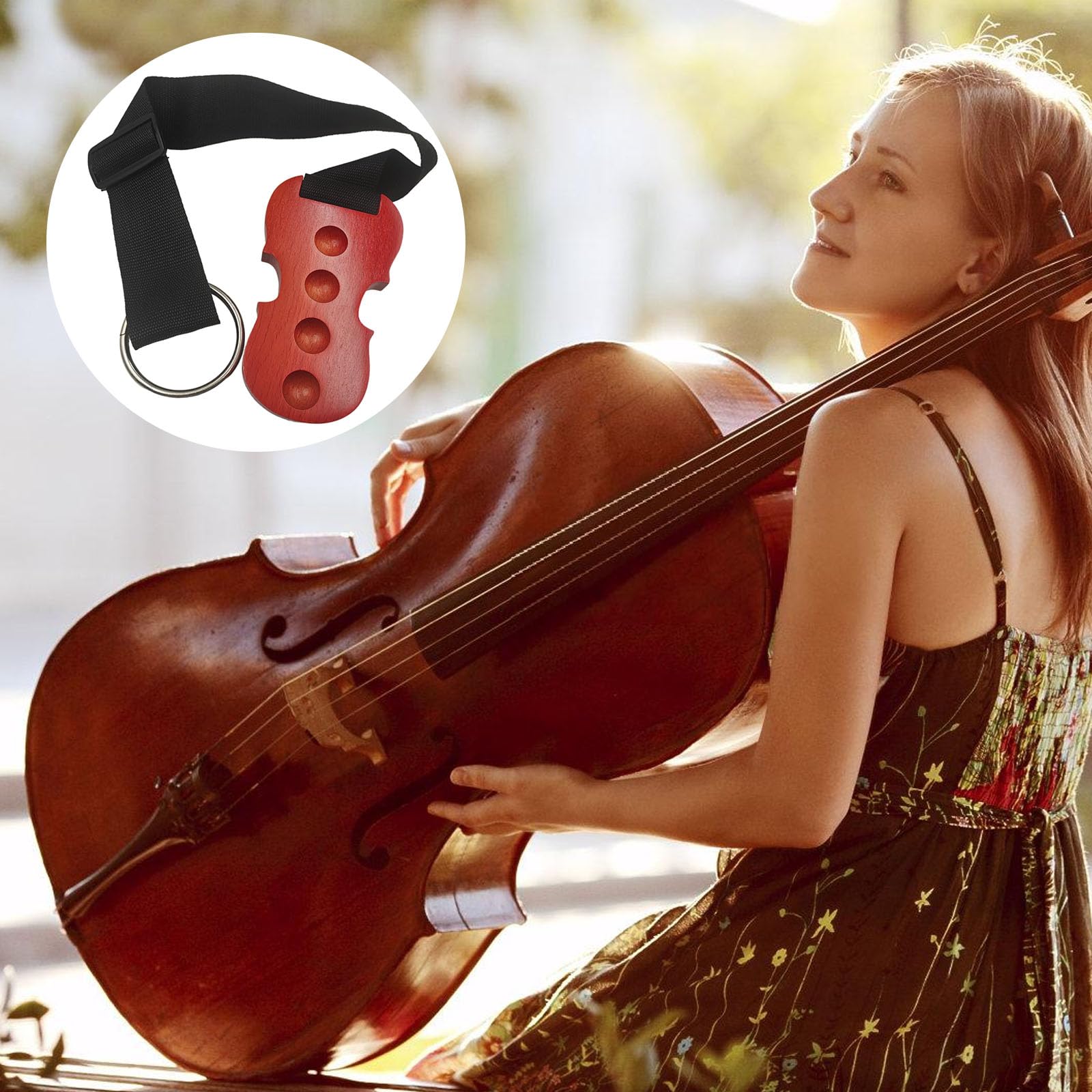 Premium Cello Rest Pad aus Holz mit Griff & verstellbar für Spielkomfort Cello-Holzsockel