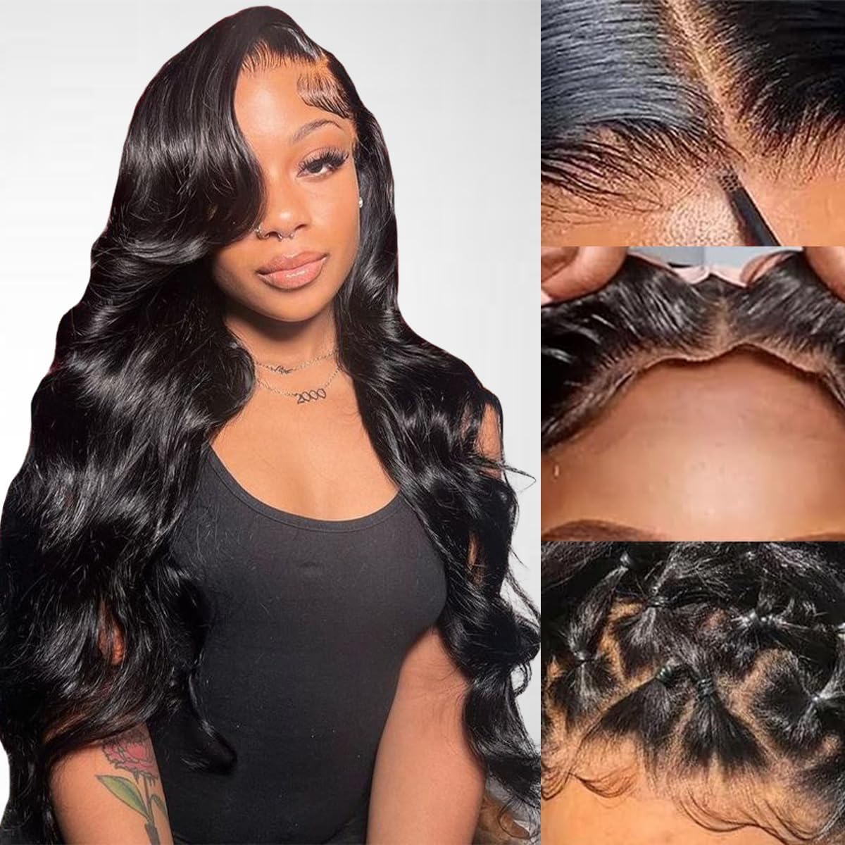 ZIYGBK 16 Inch 5x5 HD Lace Closure Wigs Human Hair Wear and Go Glueless Wigs Human Hair Pre Plucked Pre Cut 200% Density Body Wave Lace Front Wigs