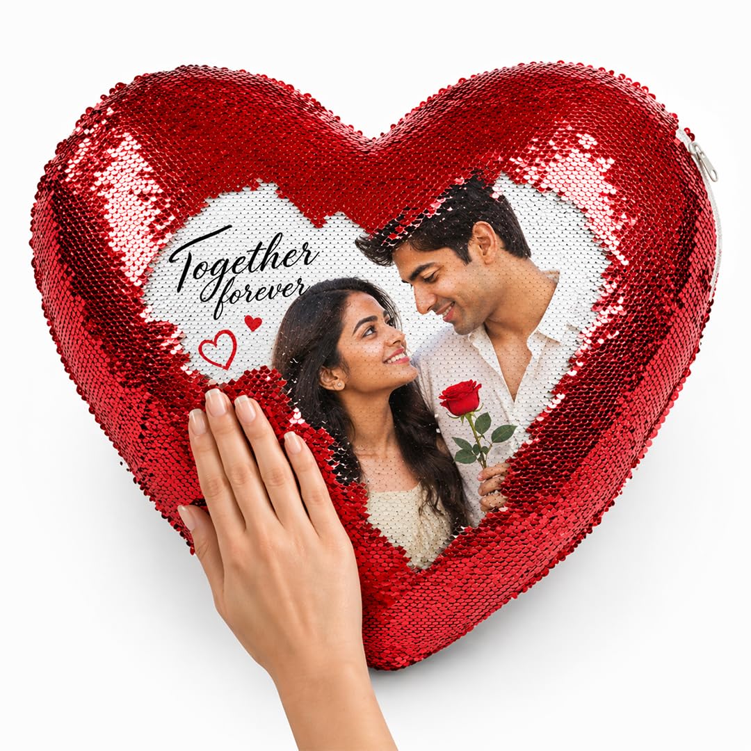 Customised Heart Shape Magic Pillow for Photo Display and Home Décor, Decorative Cushion for Sofa Bed and Living Space, Suitable for Gifting, Soft Fabric Pillow for Memory Display-image-10