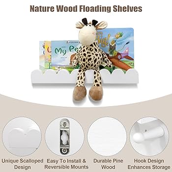 IcnjdMopclean Nursery Book Shelves, Floating Shelves For Bedroom Kids