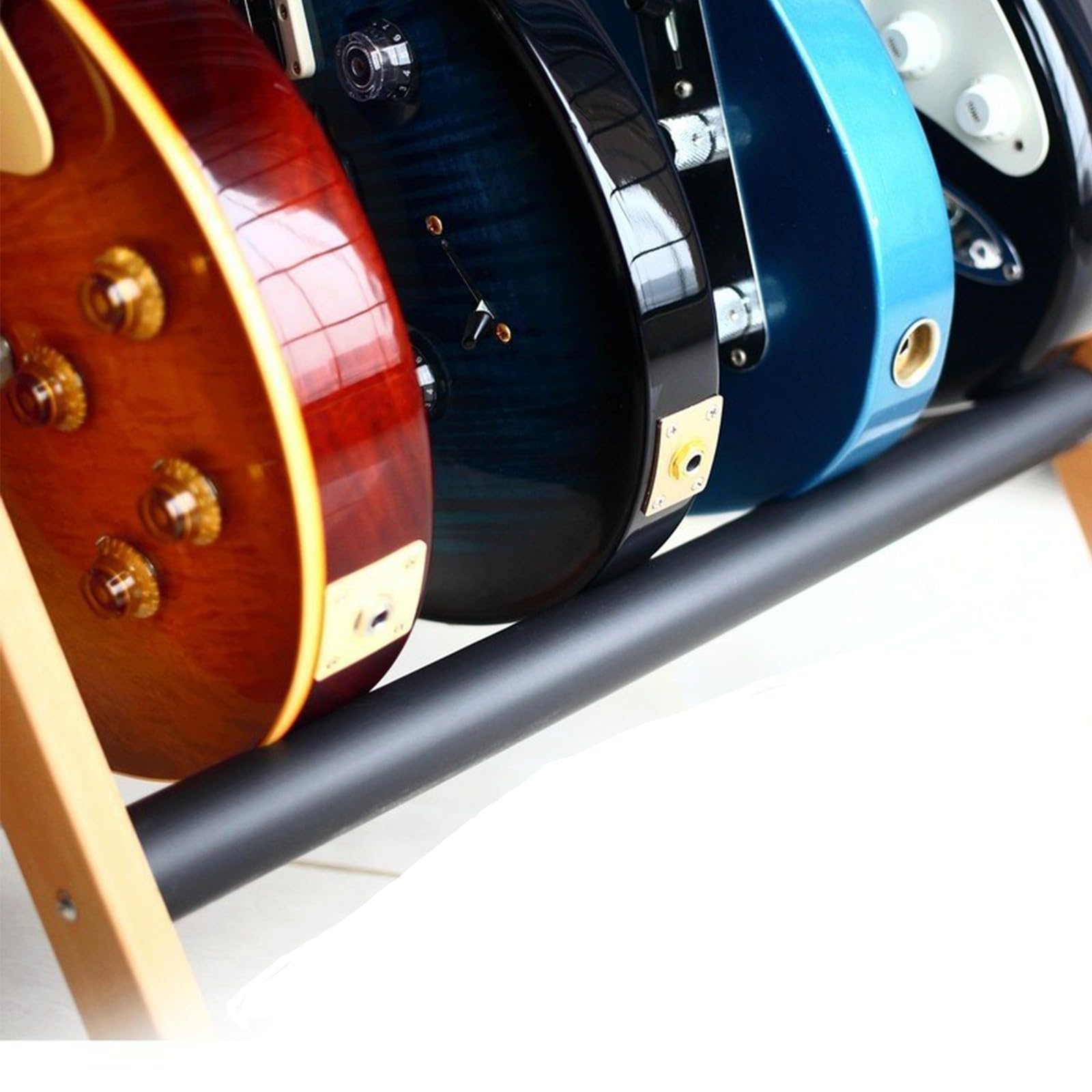 Drewniany stojak na gitarę, solidny drewniany stojak na gitarę, stojak na wiele gitar, pasuje do gitar wszystkich kształtów akustycznych, elektrycznych lub basowych