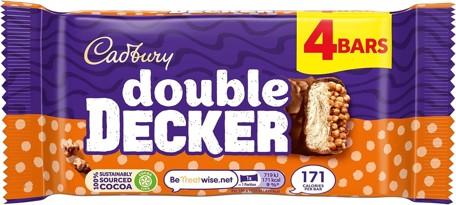 Cadbury Double Decker Chocolate Bar 4 Pack 149.2g