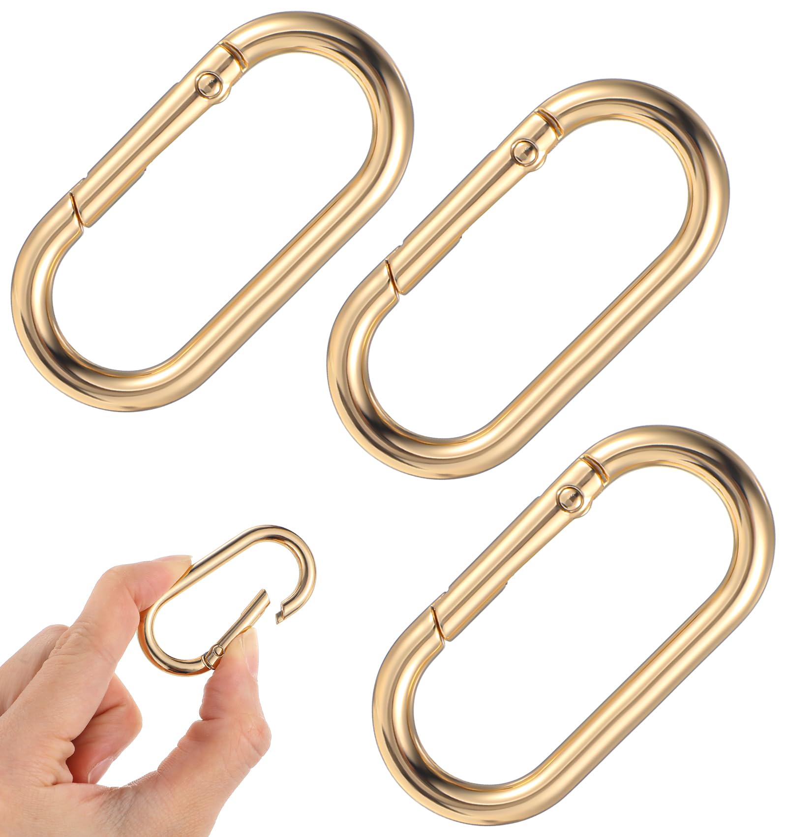 3Pcs Gold Carabiner Clip Keychain, Duty Spring O Ring Key Rings and Purse Strap Extenders Designed for Bags and Travel Essentials