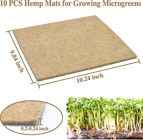Miniatura 2 de Halatool Alfombrilla de cultivo de fibra de cáñamo para plantas de yute, 10 x 20 pulgadas, kit de brotes hidropónicos para 1020 bandejas de cultivo