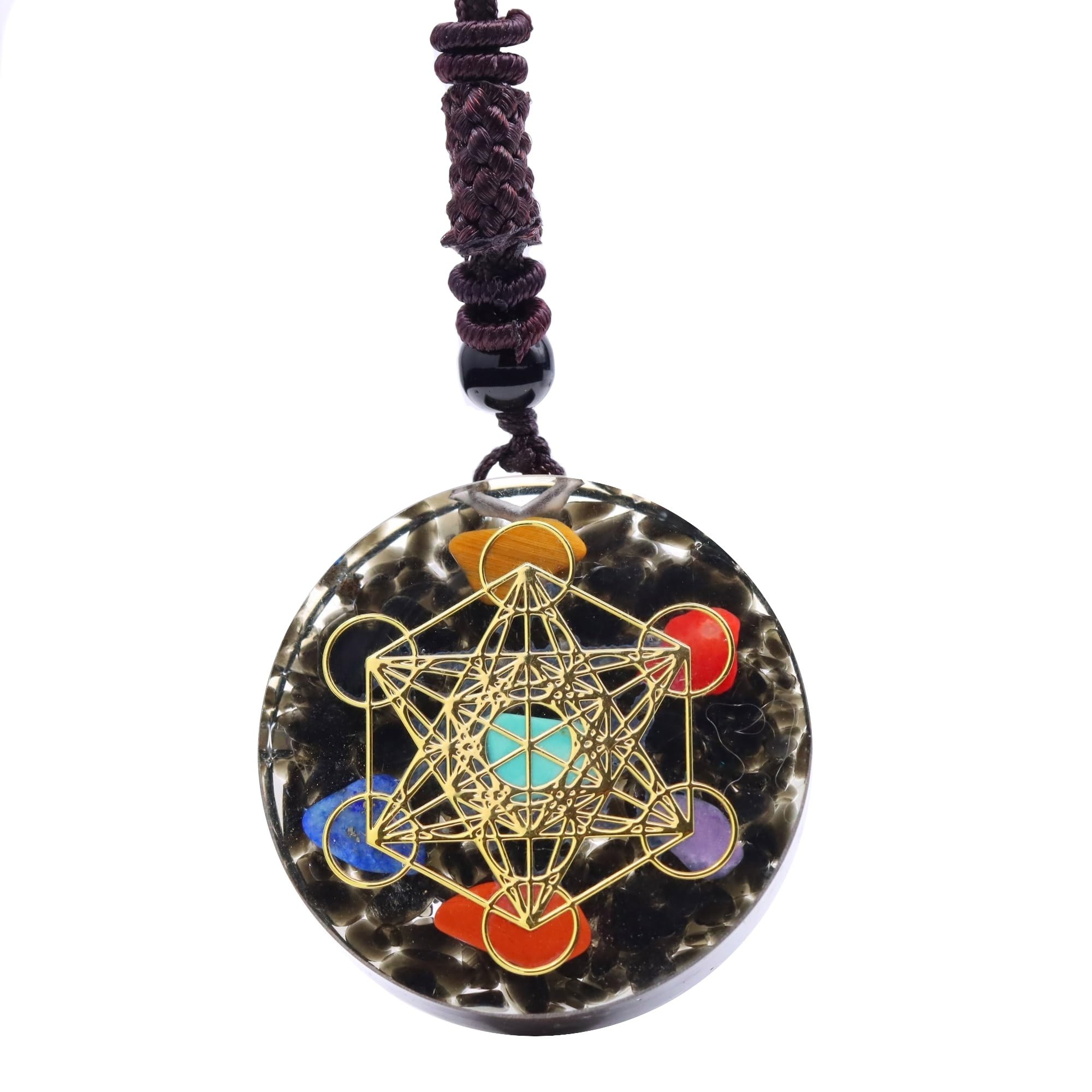 Orgon Metatron Würfel Merkaba Halskette, Heilchakra Kristall Stein for Yoga Meditation,Schwarz