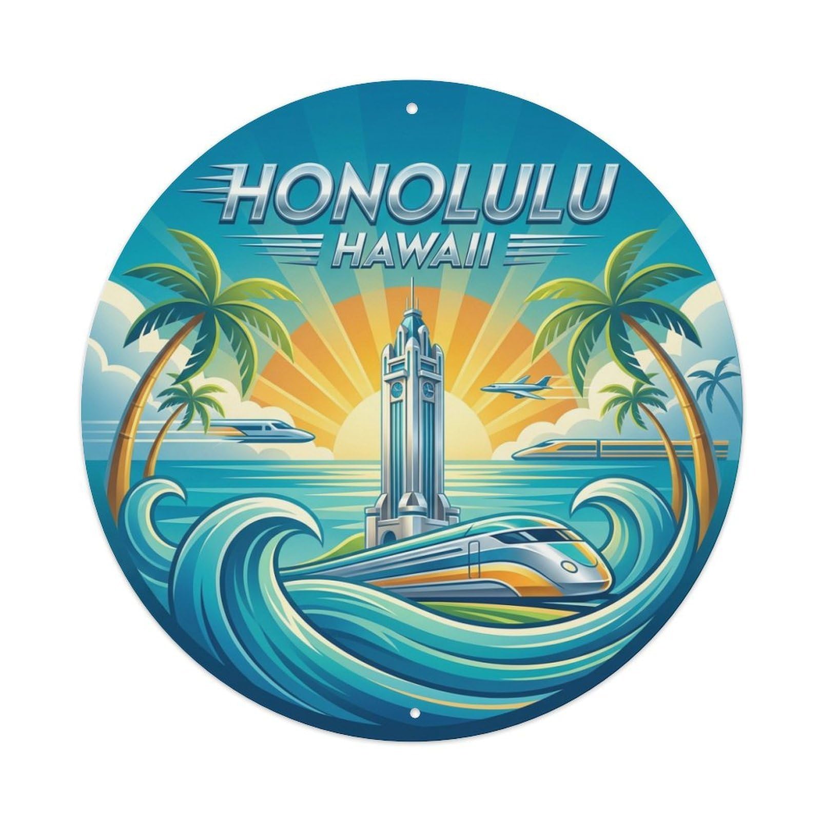 Vintage Travel Honolulu Hawaii Gala Metal Tin Sign