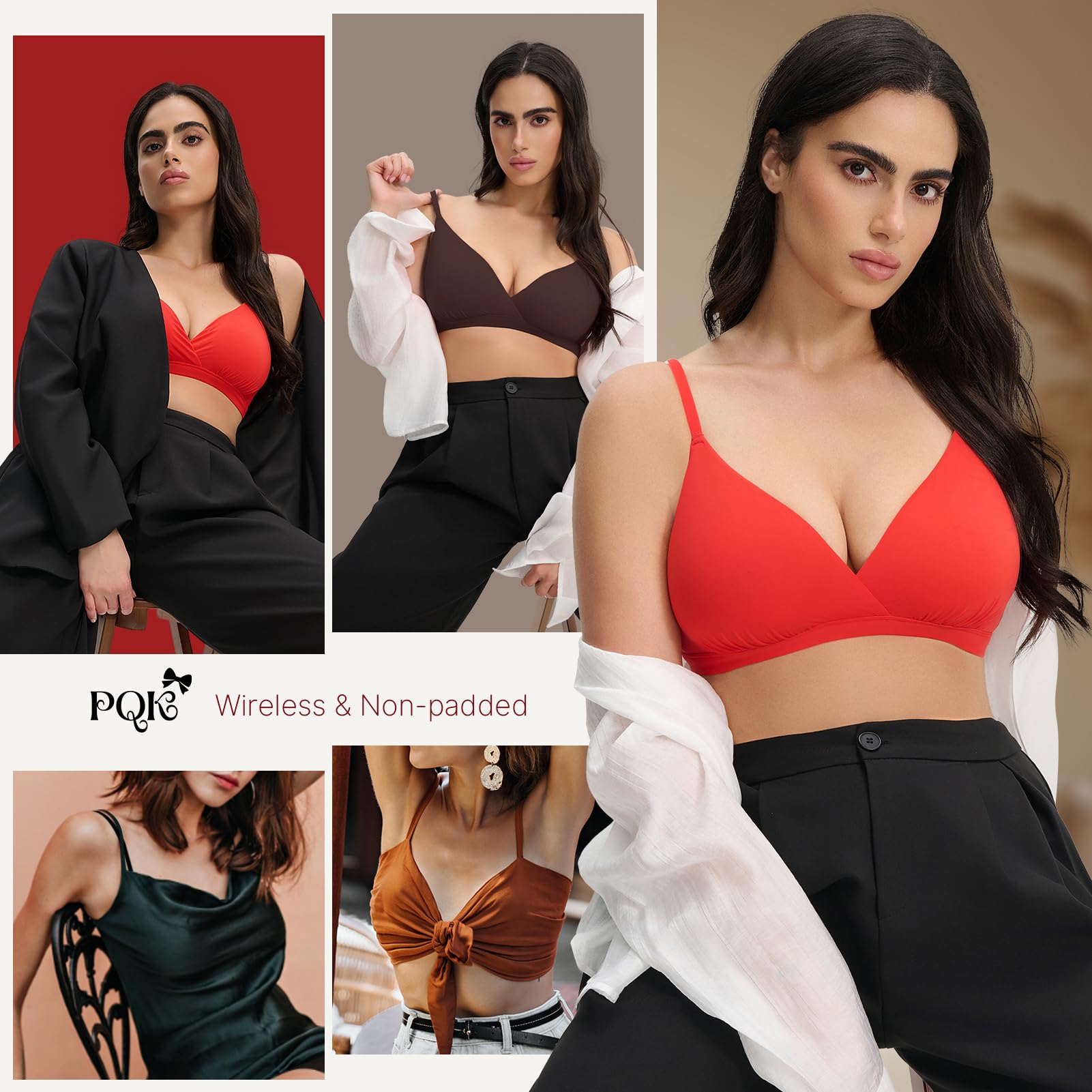 Feng Shui Bralette a Triangolo da Donna Reggiseno Profondo Non Imbottito Reggiseni Push up Senza Cuciture Reggiseno Confortevole per Tutti i Giorni Senza Fili