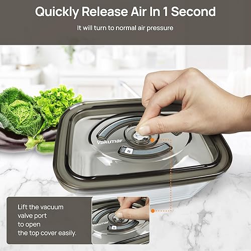 Miniatura 9 de Vakumar Máquina selladora al vacío, máquina selladora al vacío de alimentos de 80 Kpa y 2 recipientes de almacenamiento de alimentos con sellado al
