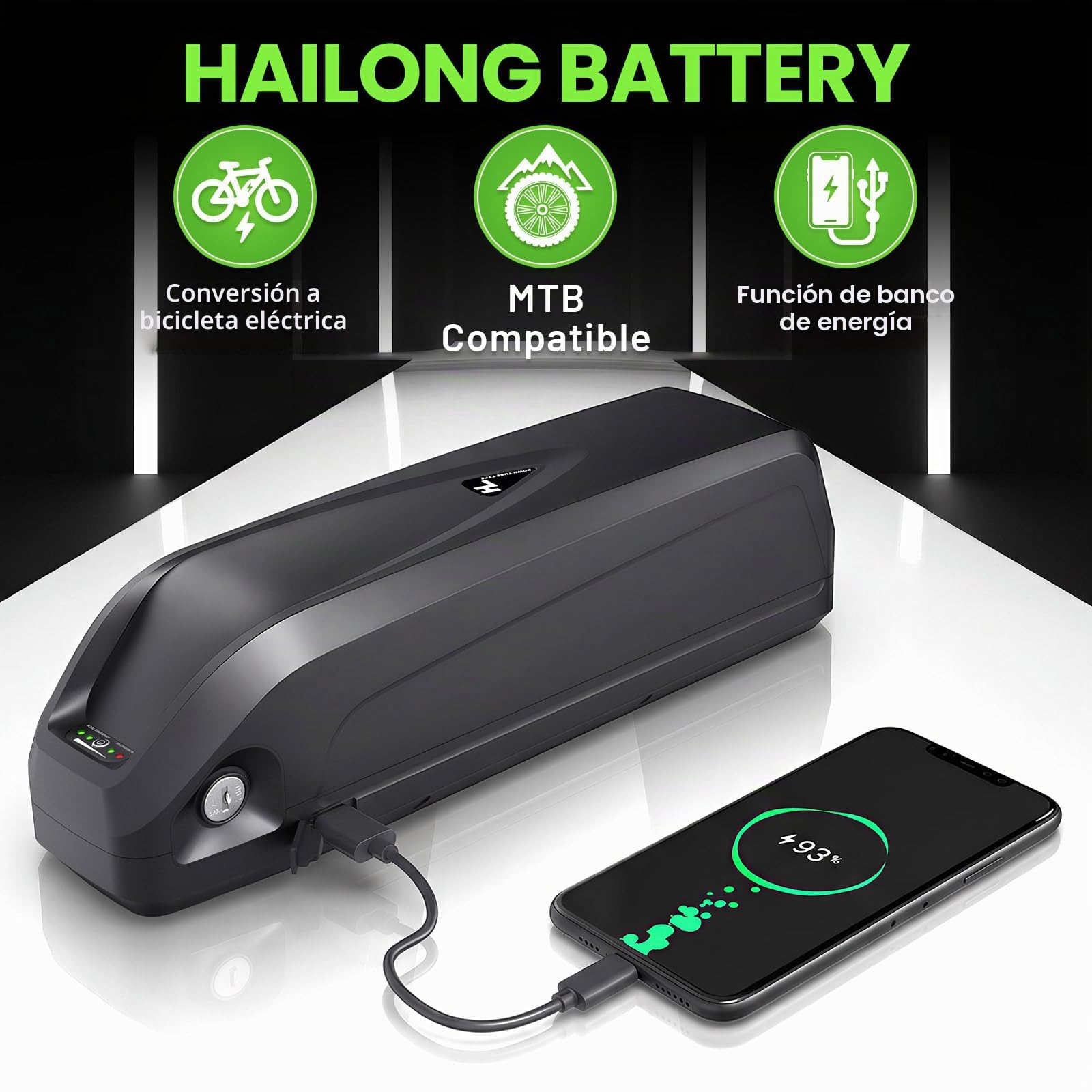 E-Bike Batería (Hailong-2)LG21700 Cells 48 V 19,2 AH con cargador, apto para motores de 250 W - 1500 W, para Mifa VAUN Prophete, puede corresponder a Tianneng, más adecuado para la modificación