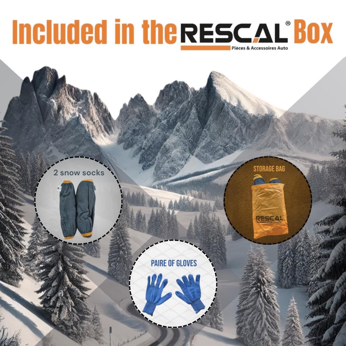 Snow Tire Socks for All Tire Sizes, Tire chains alternative, Car Tire Socks, Tire chains alternative, Mountain Law Compliant, Anti-Slip Traction, Easy Installation | High Performance (MEDIUM)
